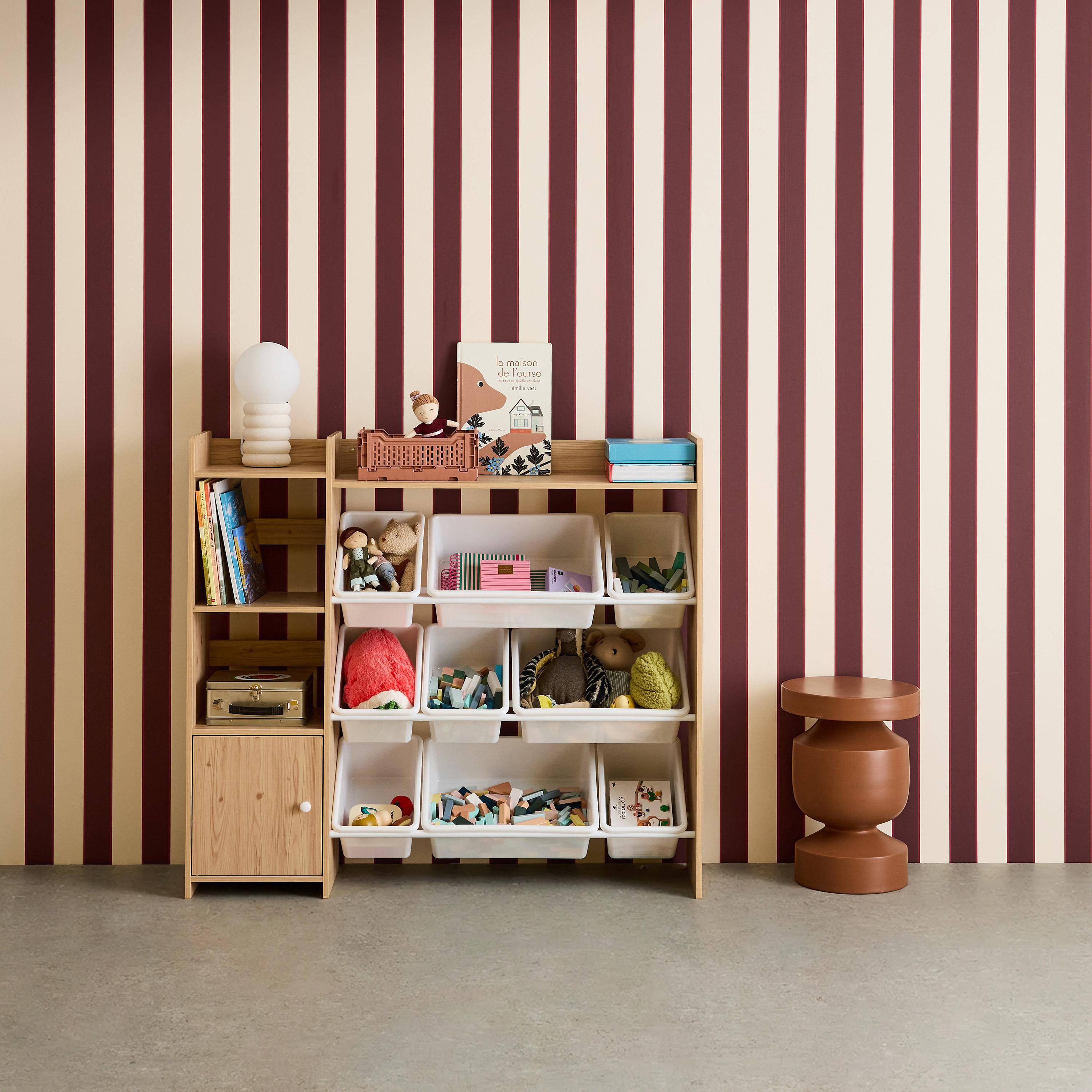 Opbergmeubel voor kinderen, naturel, 9 opbergbakken, 4 planken, 1 deur,sweeek,Photo1