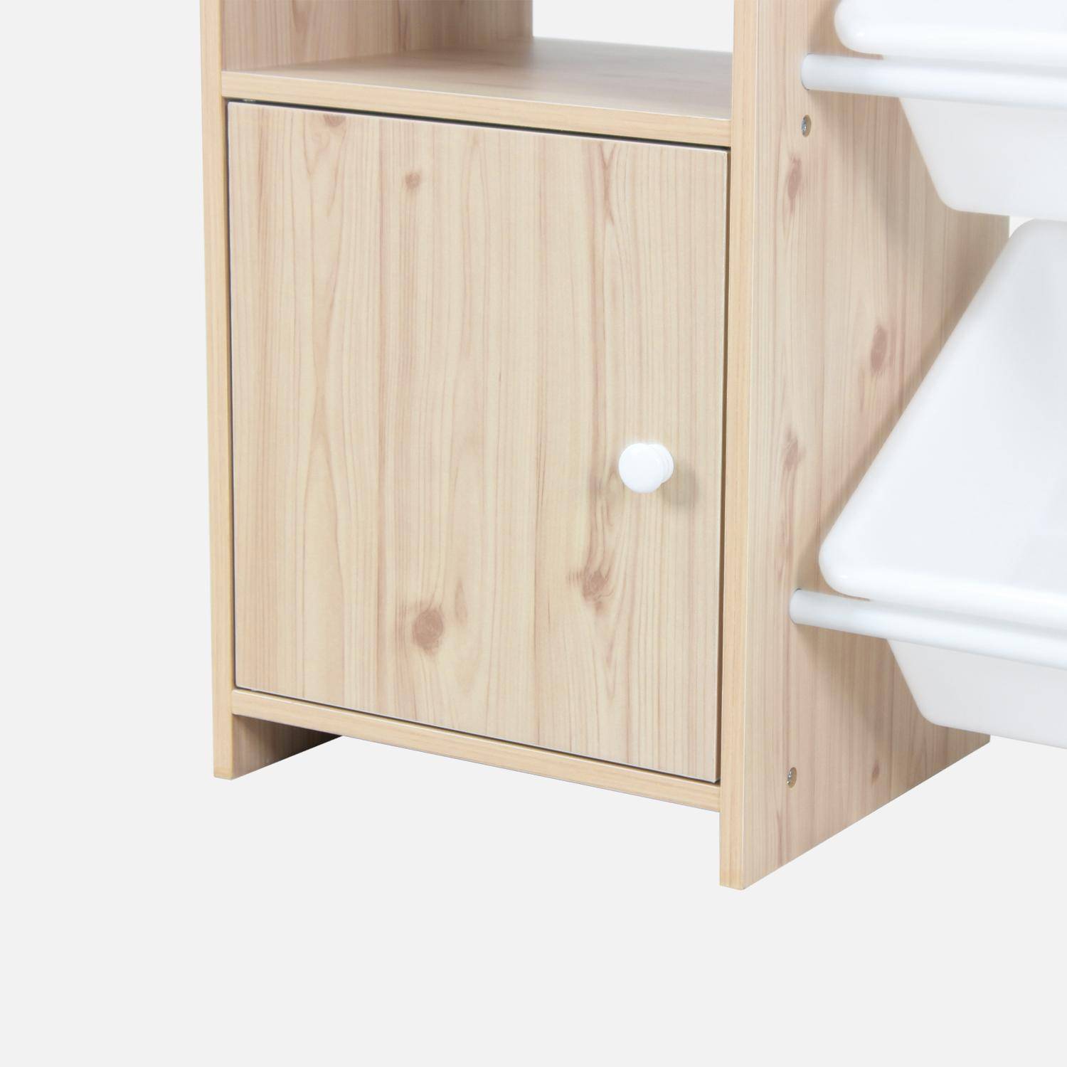 Mueble para niños con 9 cubos, 4 estantes y 1 puerta, Sora, Natural, 111.8x29.7x100 cm Photo3