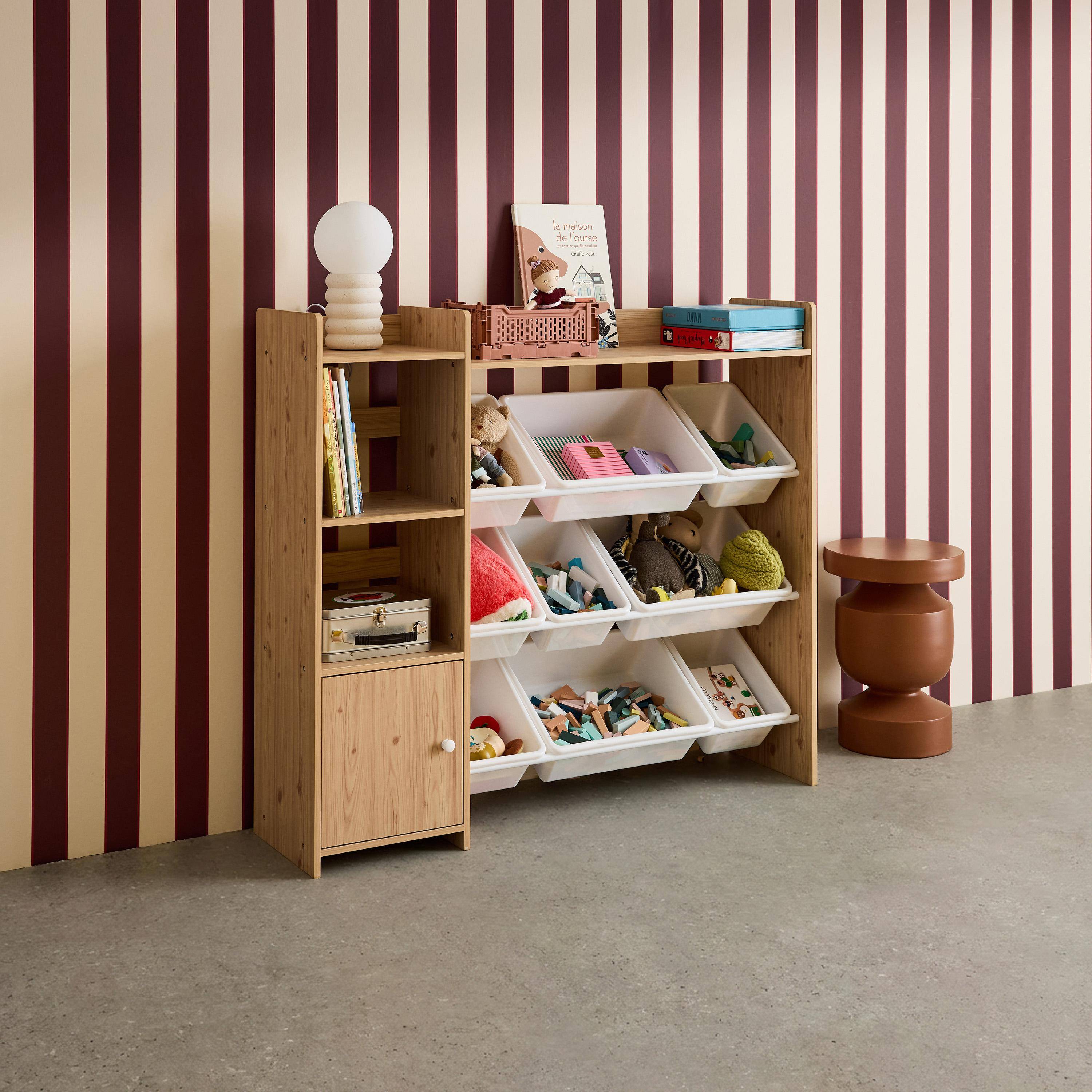 Opbergmeubel voor kinderen, naturel, 9 opbergbakken, 4 planken, 1 deur,sweeek,Photo3