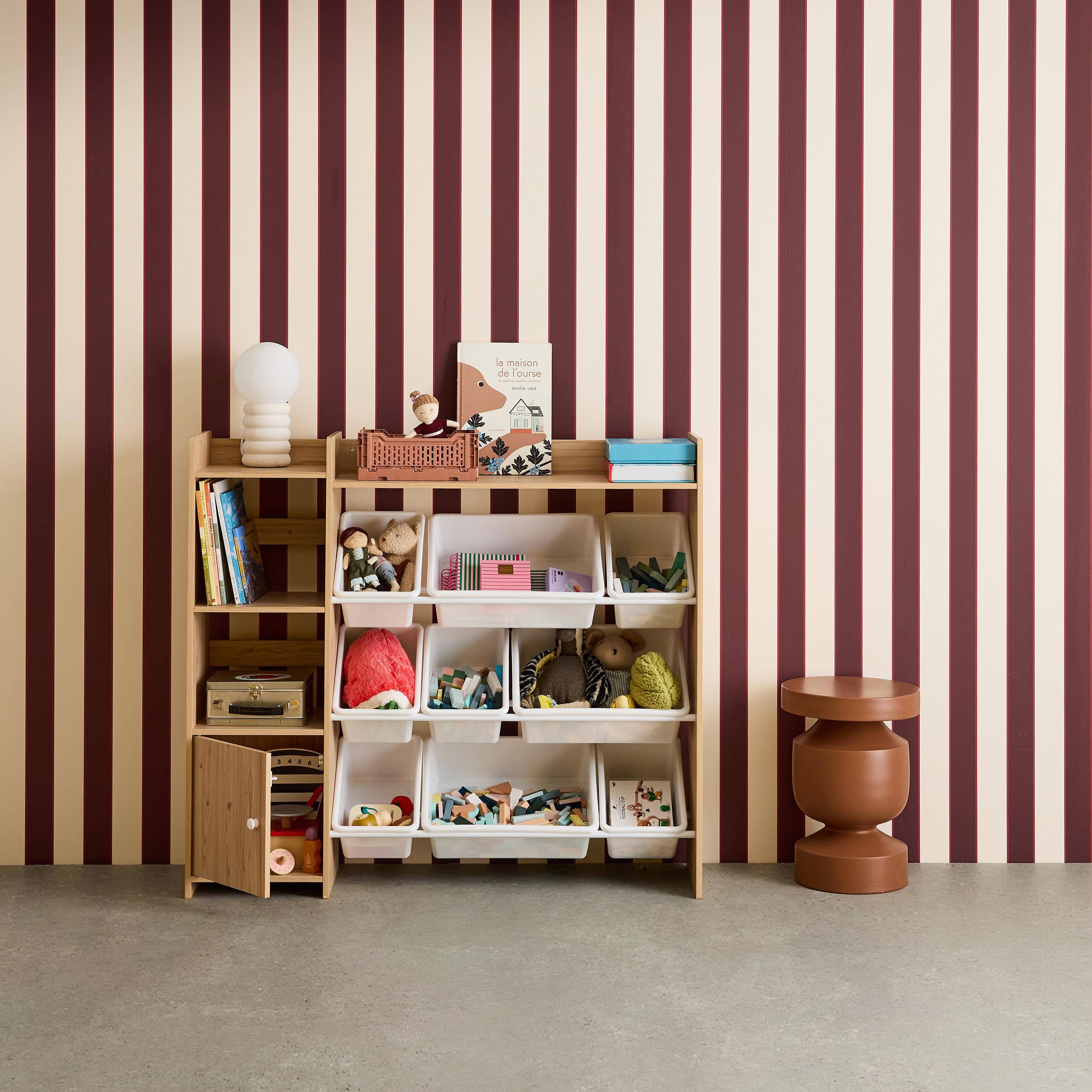 Opbergmeubel voor kinderen, naturel, 9 opbergbakken, 4 planken, 1 deur Photo2