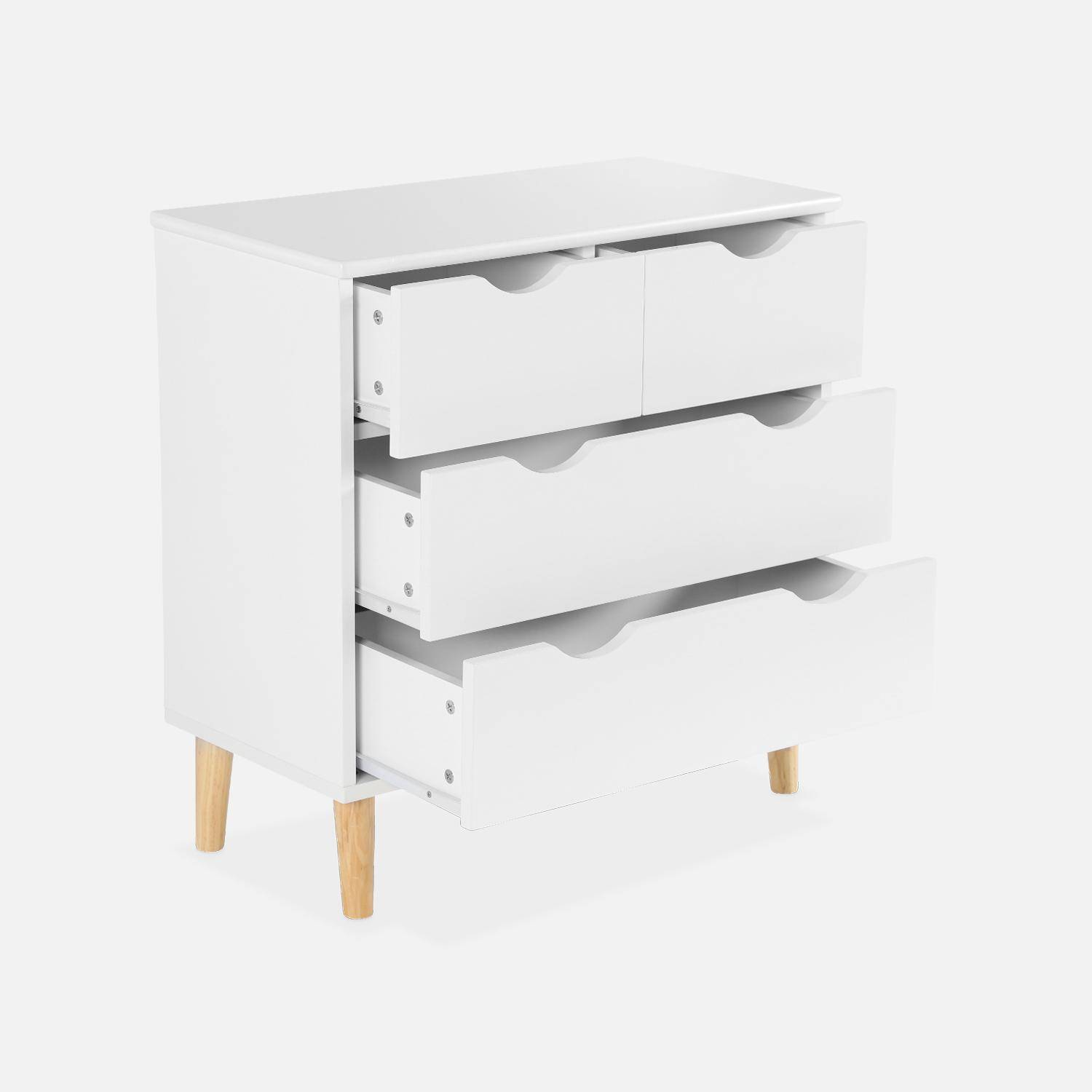 Children's chest of 4 drawers, Tobias, White, 60x30x62 cm,sweeek,Photo5