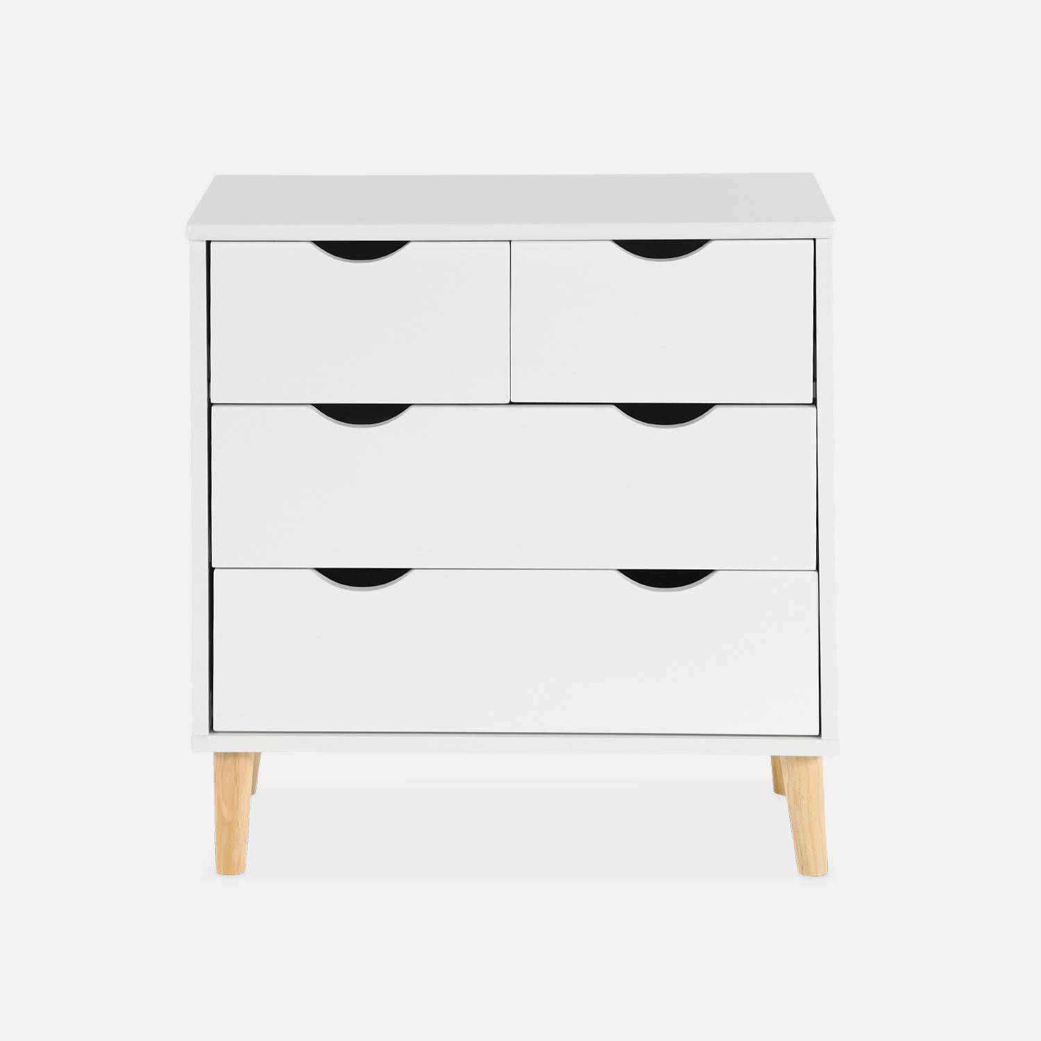 Children's chest of 4 drawers, Tobias, White, 60x30x62 cm,sweeek,Photo4