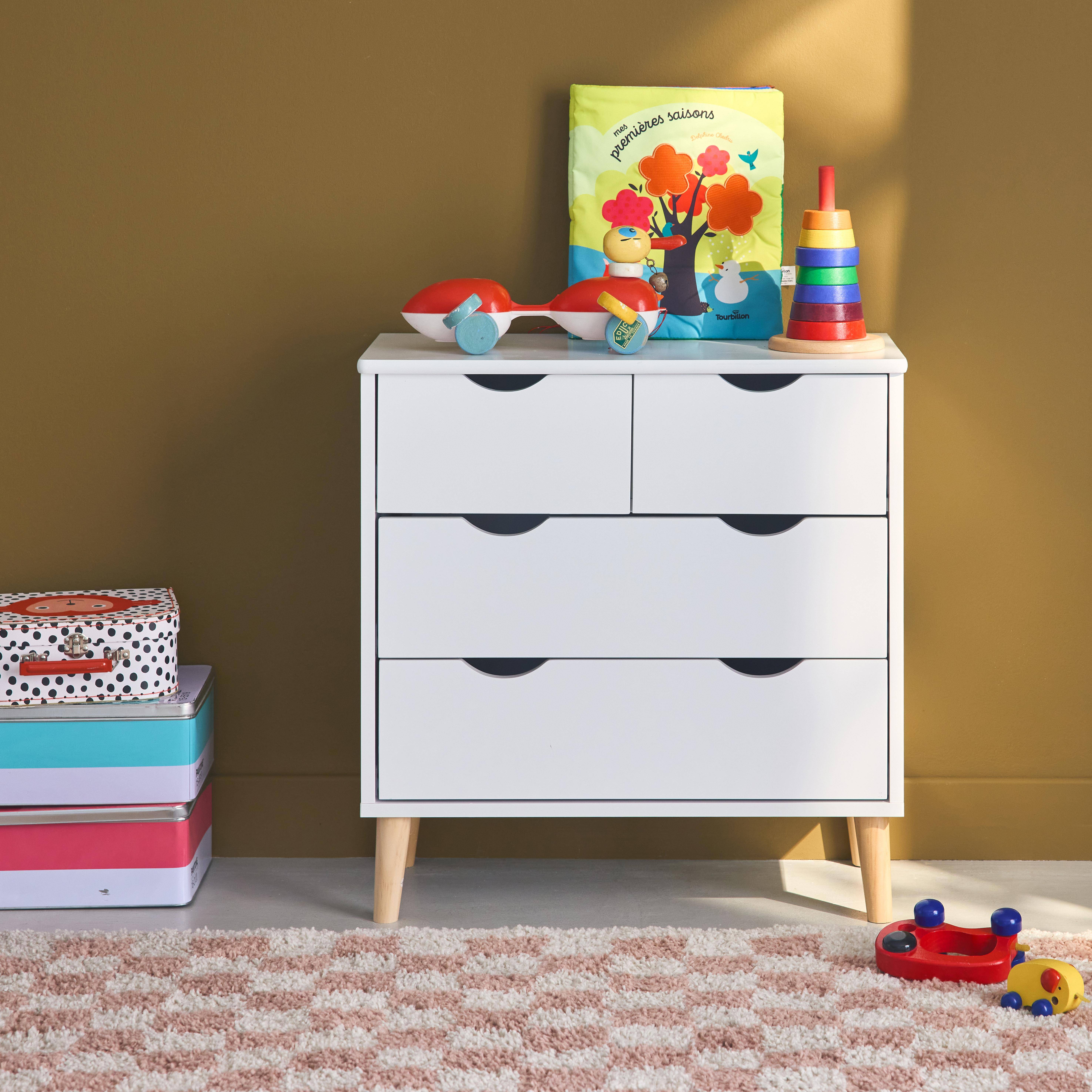 Children's chest of 4 drawers, Tobias, White, 60x30x62 cm Photo1