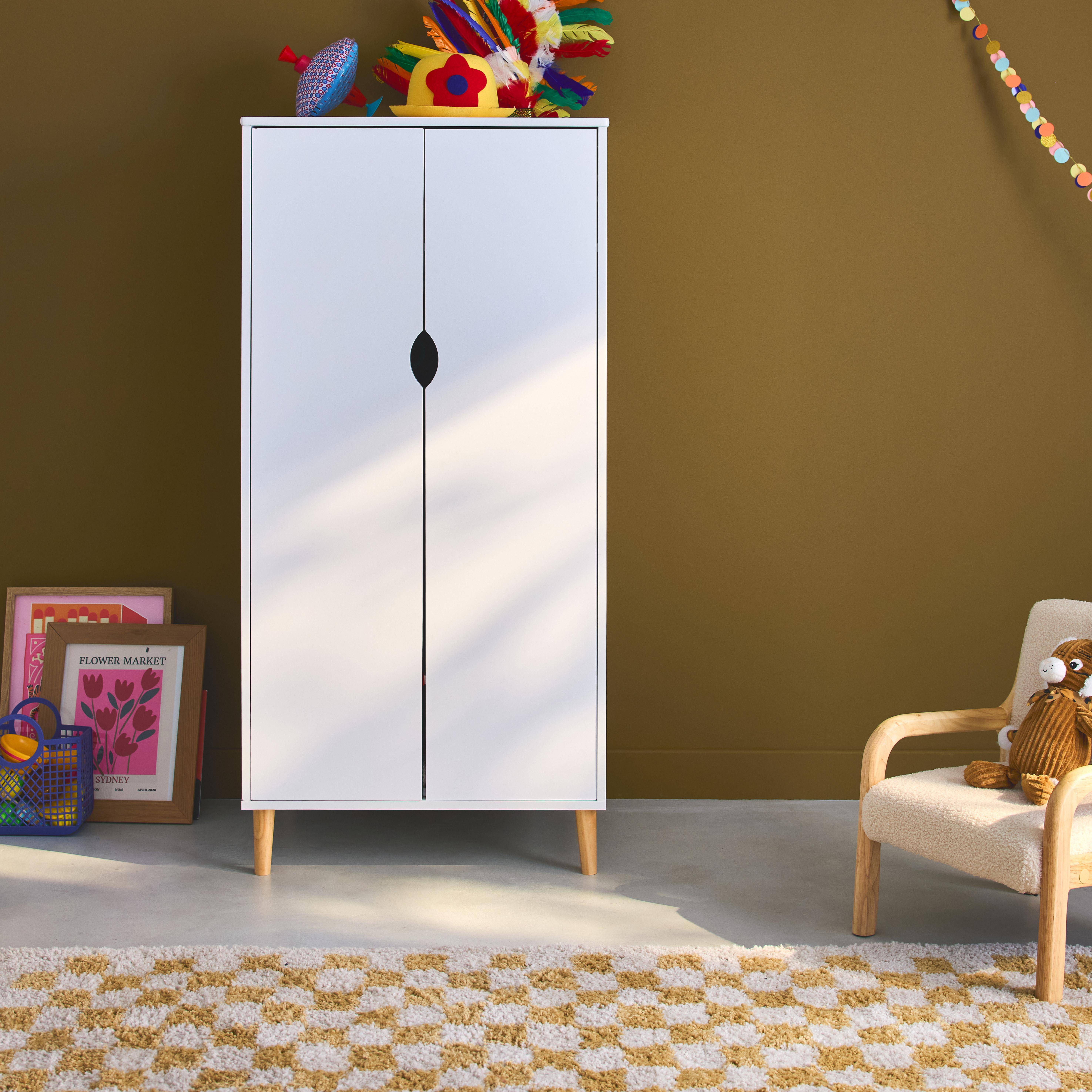 Roupeiro branco roupeiro para crianças, Tobias, Branco, 64x50x132 cm,sweeek,Photo1