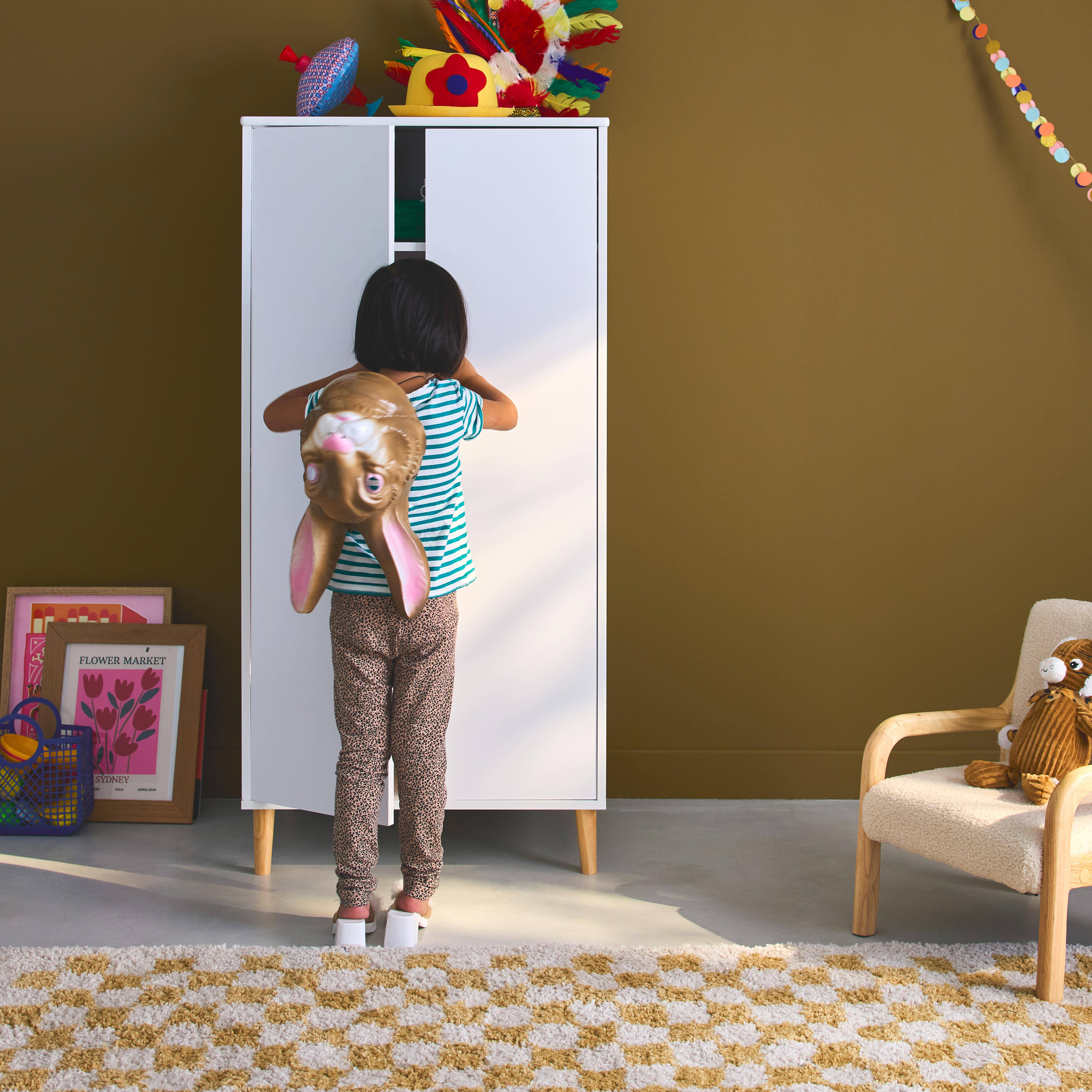 Roupeiro branco roupeiro para crianças, Tobias, Branco, 64x50x132 cm,sweeek,Photo3
