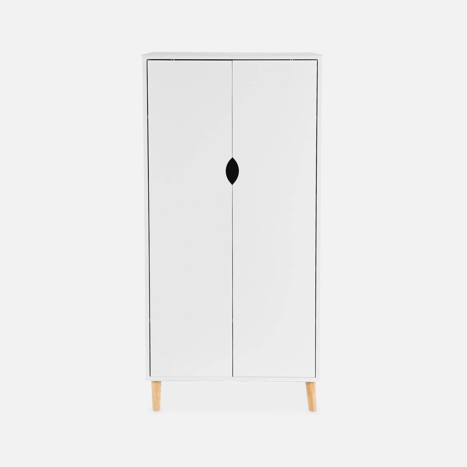 Dressing Enfant Sweeek Blanc - Penderie 132cm Pin Massif