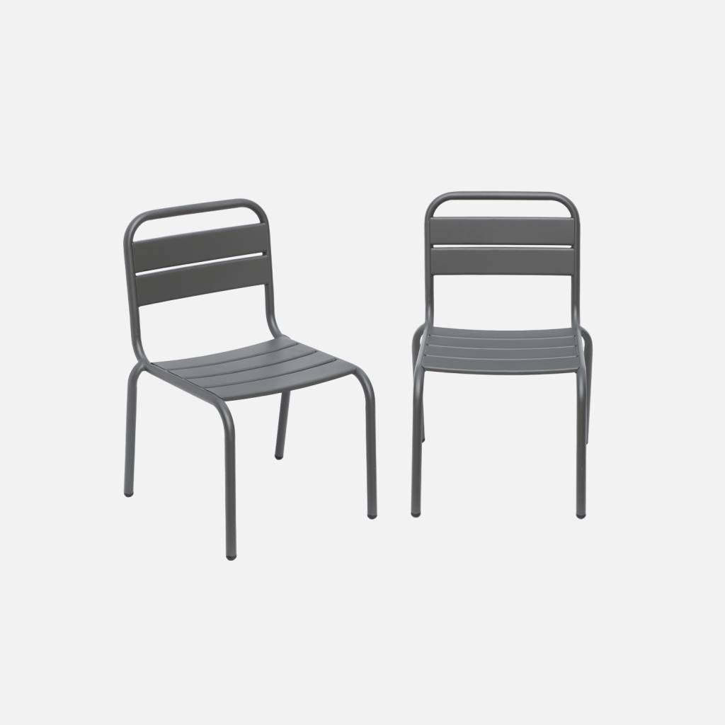 Lot de 2 chaises en métal anthracite pour enfant