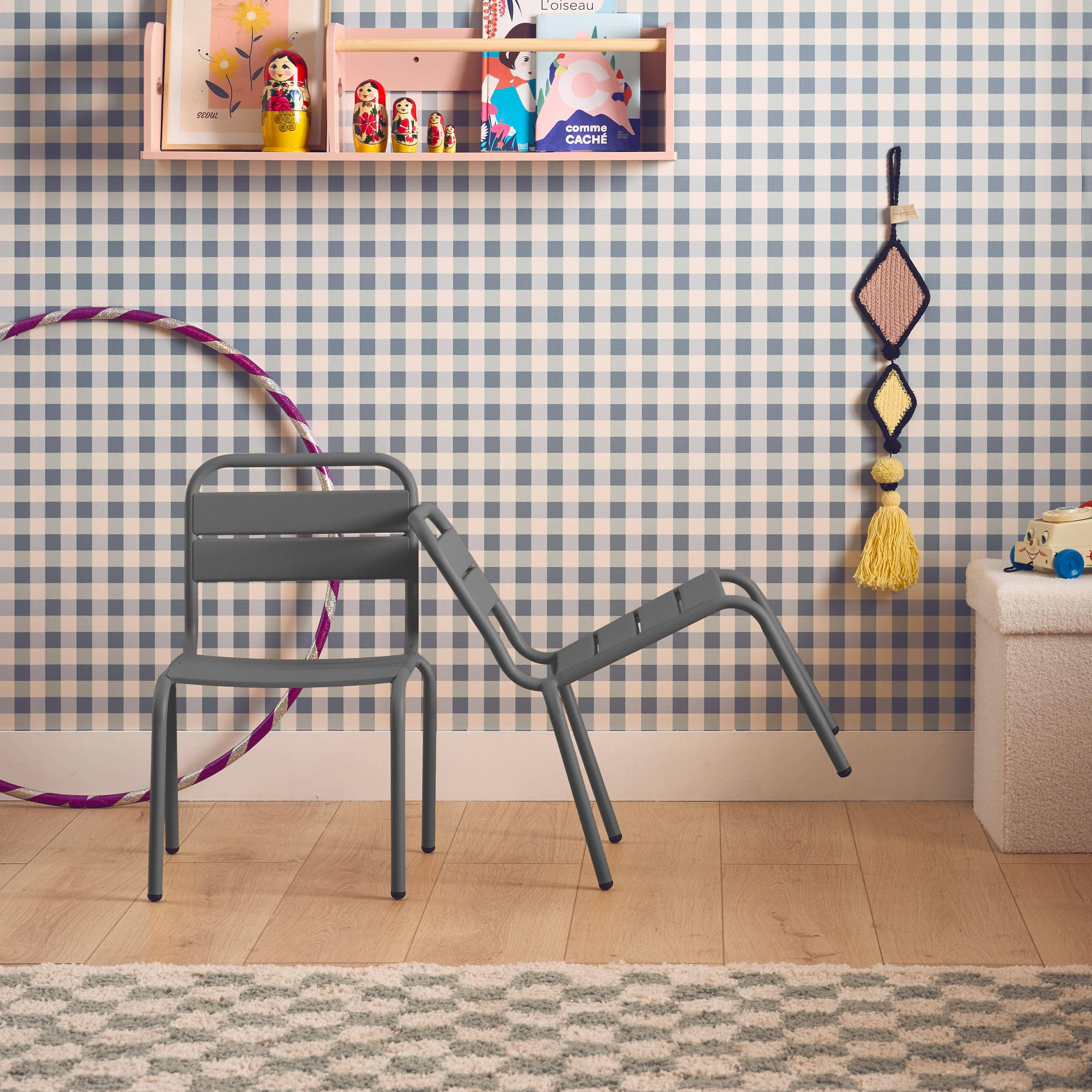 Set van 2 antraciet metalen kinderstoelen,sweeek,Photo2