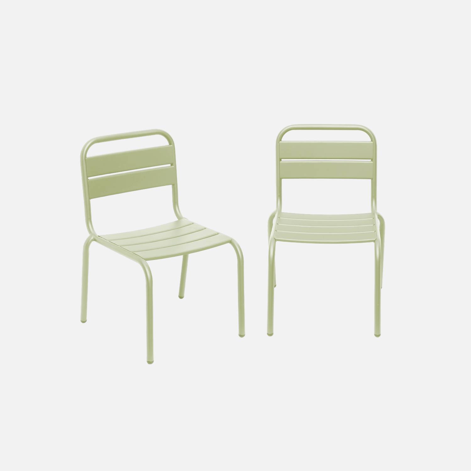 Set of 2 metal chairs for children, Vert clair