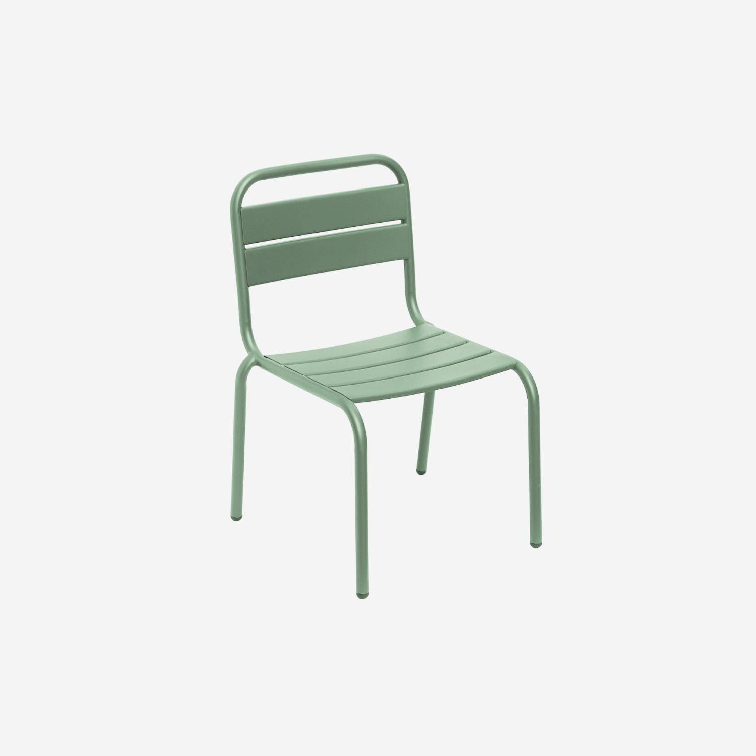 Lot de 2 chaises en métal vert clair pour enfant, salon de jardin enfant  ,sweeek,Photo3