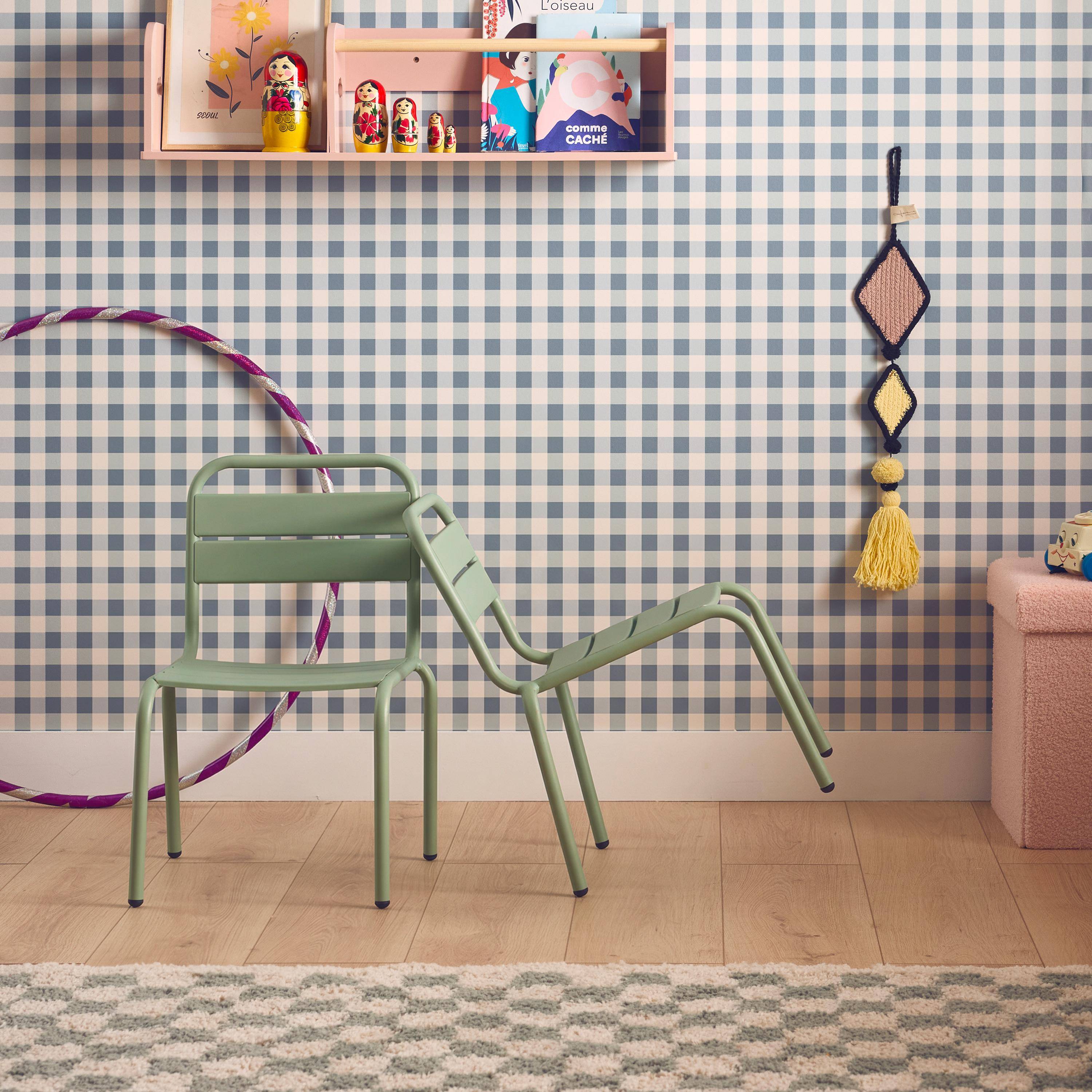 Pair of metal chairs for children, Kristoff, Light Green, 38x40x57 cm Photo2