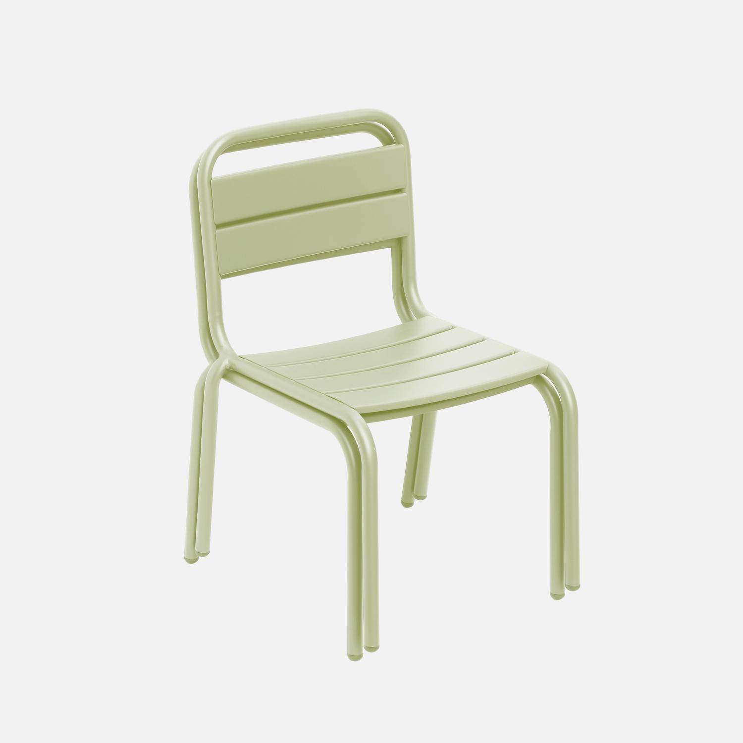 Lot de 2 chaises en métal vert de gris pour enfant  Photo4