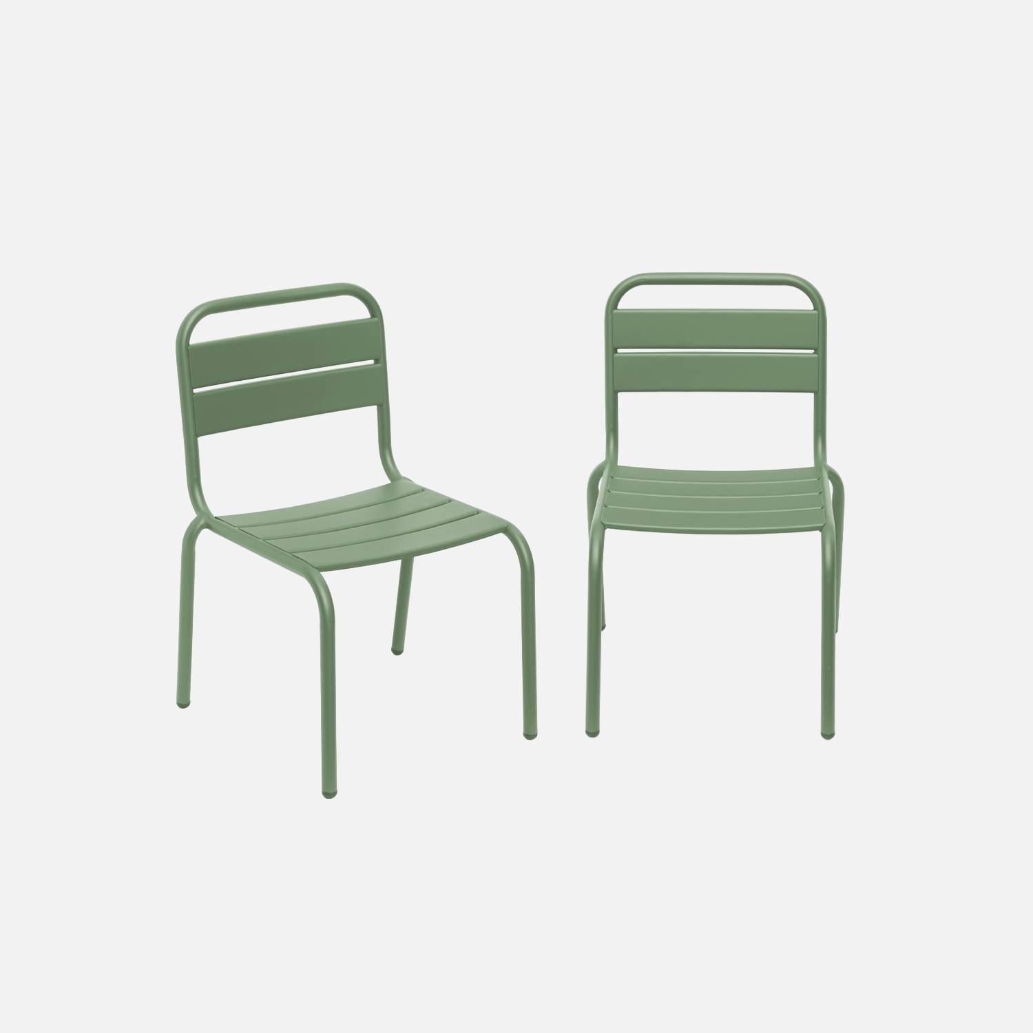 Set of 2 metal chairs for children, Khaki Green
