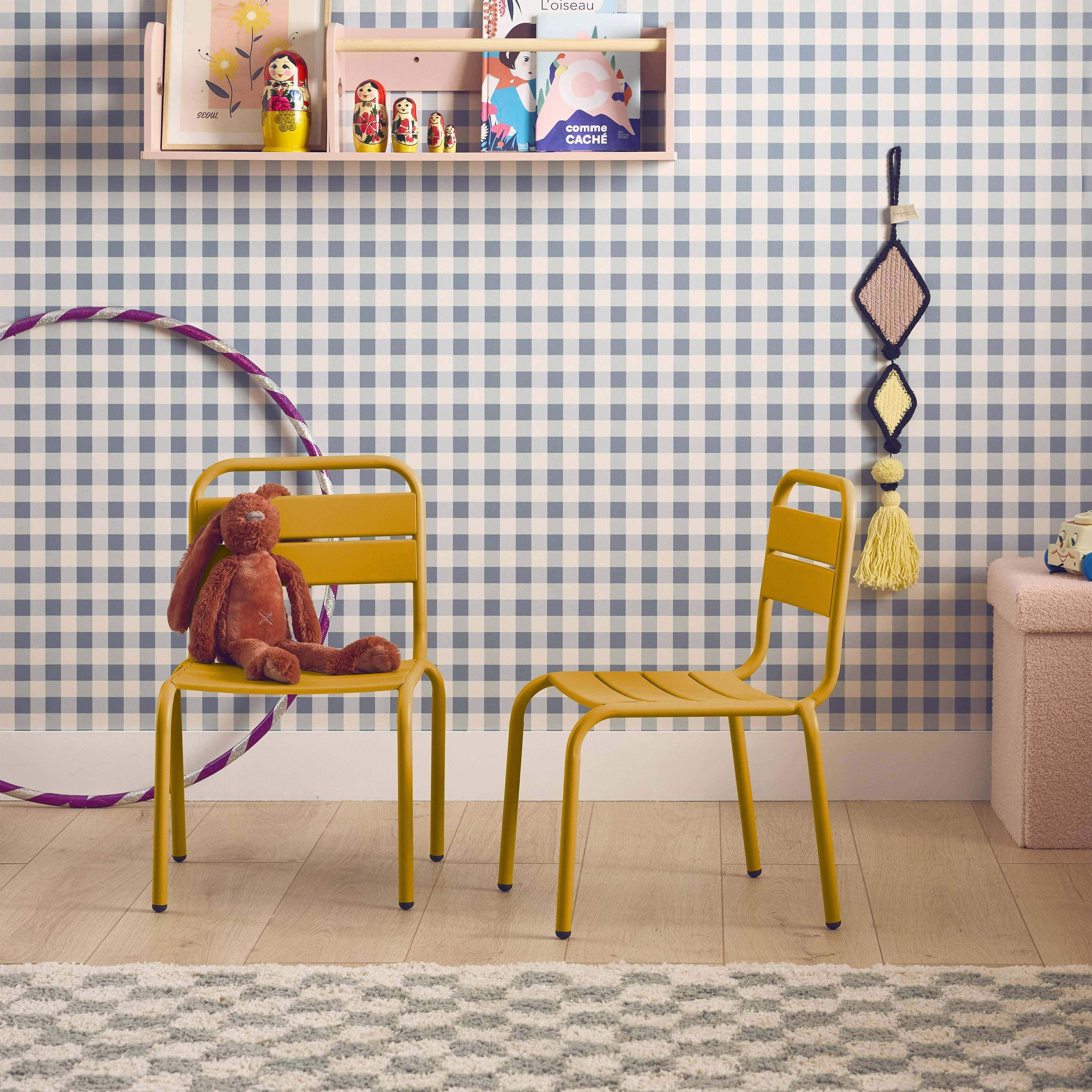 Conjunto de 2 cadeiras metálicas para crianças, Kristoff, Amarelo, 38x40.5x56 cm Photo1