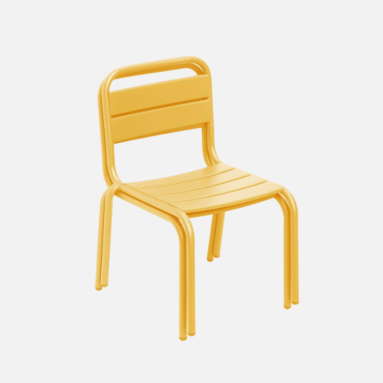 Conjunto de 2 cadeiras metálicas para crianças, Kristoff, Amarelo Photo4
