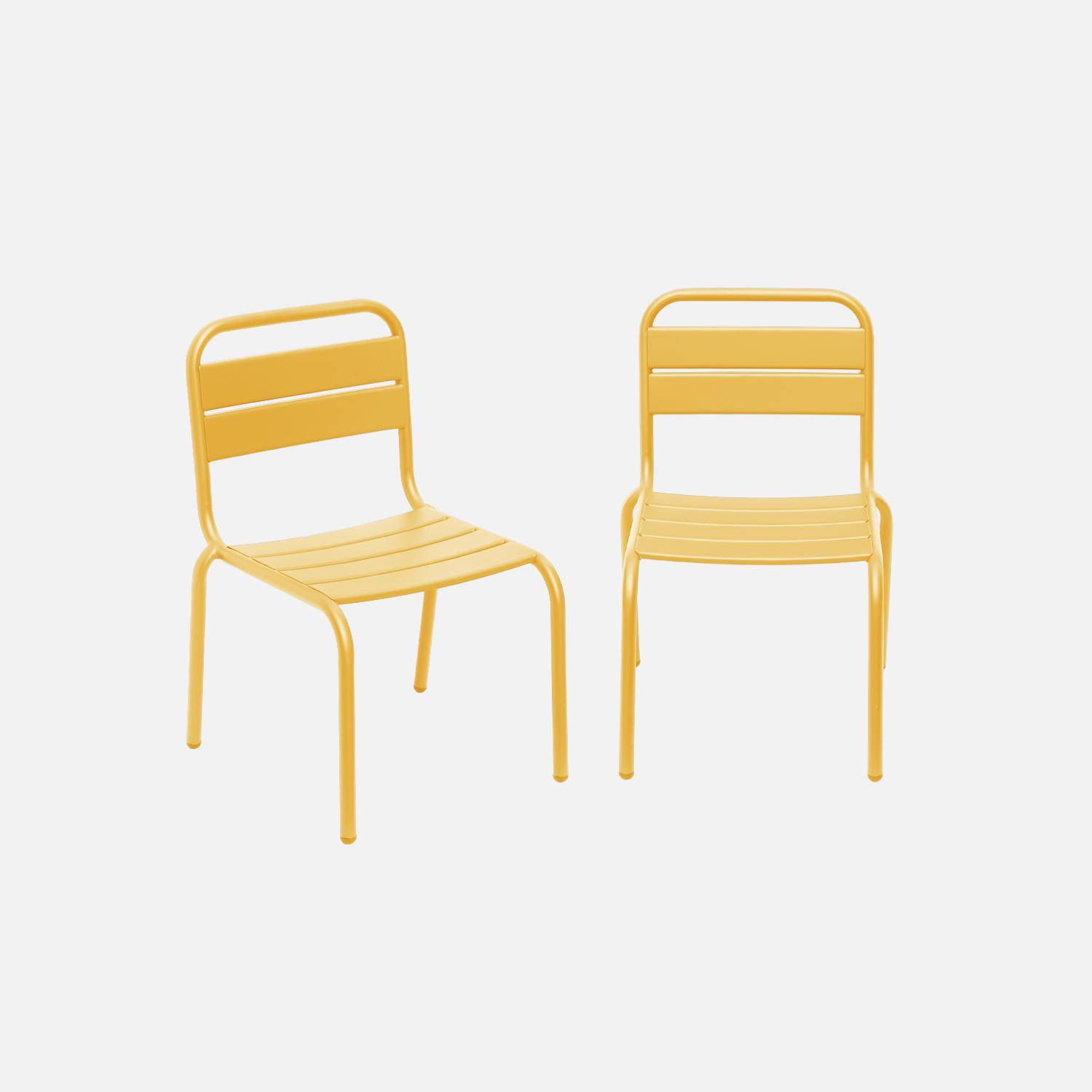 Lot de 2 chaises en métal jaune pour enfant  Photo1