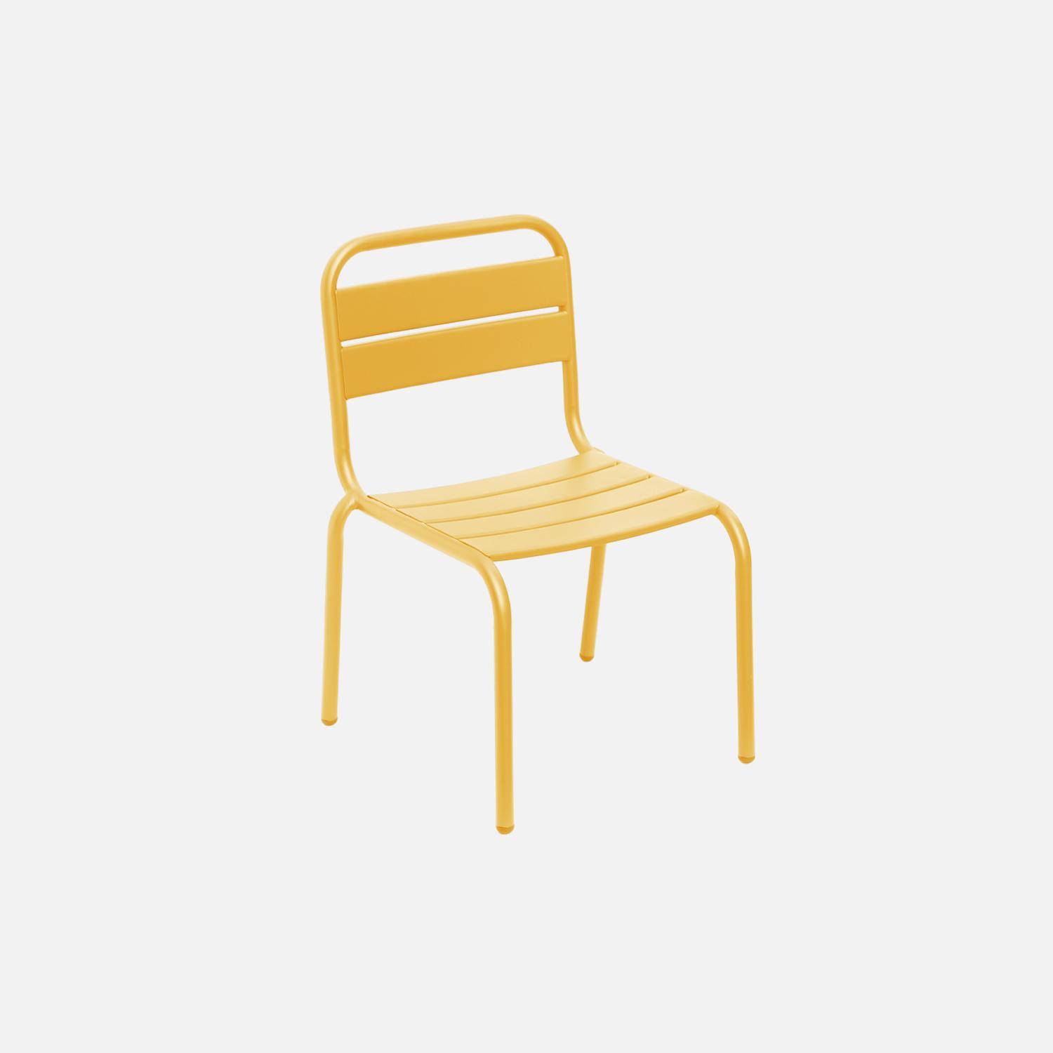 Conjunto de 2 cadeiras metálicas para crianças, Kristoff, Amarelo Photo2
