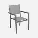 Table de jardin extensible 8 places 200/300cm avec plateau effet bois et structure aluminium gris clair et 8 fauteuils inclus Photo5
