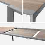 Table de jardin extensible 8 places 200/300cm avec plateau effet bois et structure aluminium gris clair et 8 fauteuils inclus Photo4