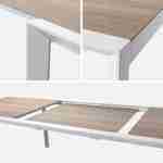 Table de jardin extensible 8 places 200/300cm avec plateau effet bois et structure aluminium blanc et 8 fauteuils inclus Photo6