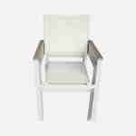 Table de jardin extensible 8 places 200/300cm avec plateau effet bois et structure aluminium blanc et 8 fauteuils inclus Photo8