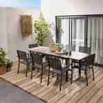 Table de jardin aluminium 160/240cm avec 8 chaises empilables aluminium et textilène Photo1