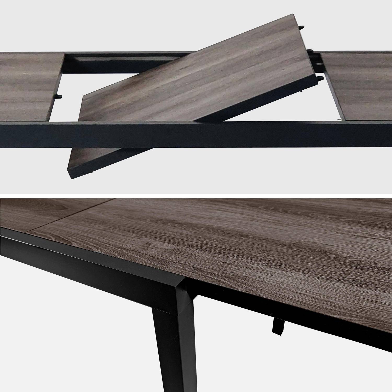 Table de jardin aluminium 160/240cm avec 8 chaises empilables aluminium et textilène Photo5