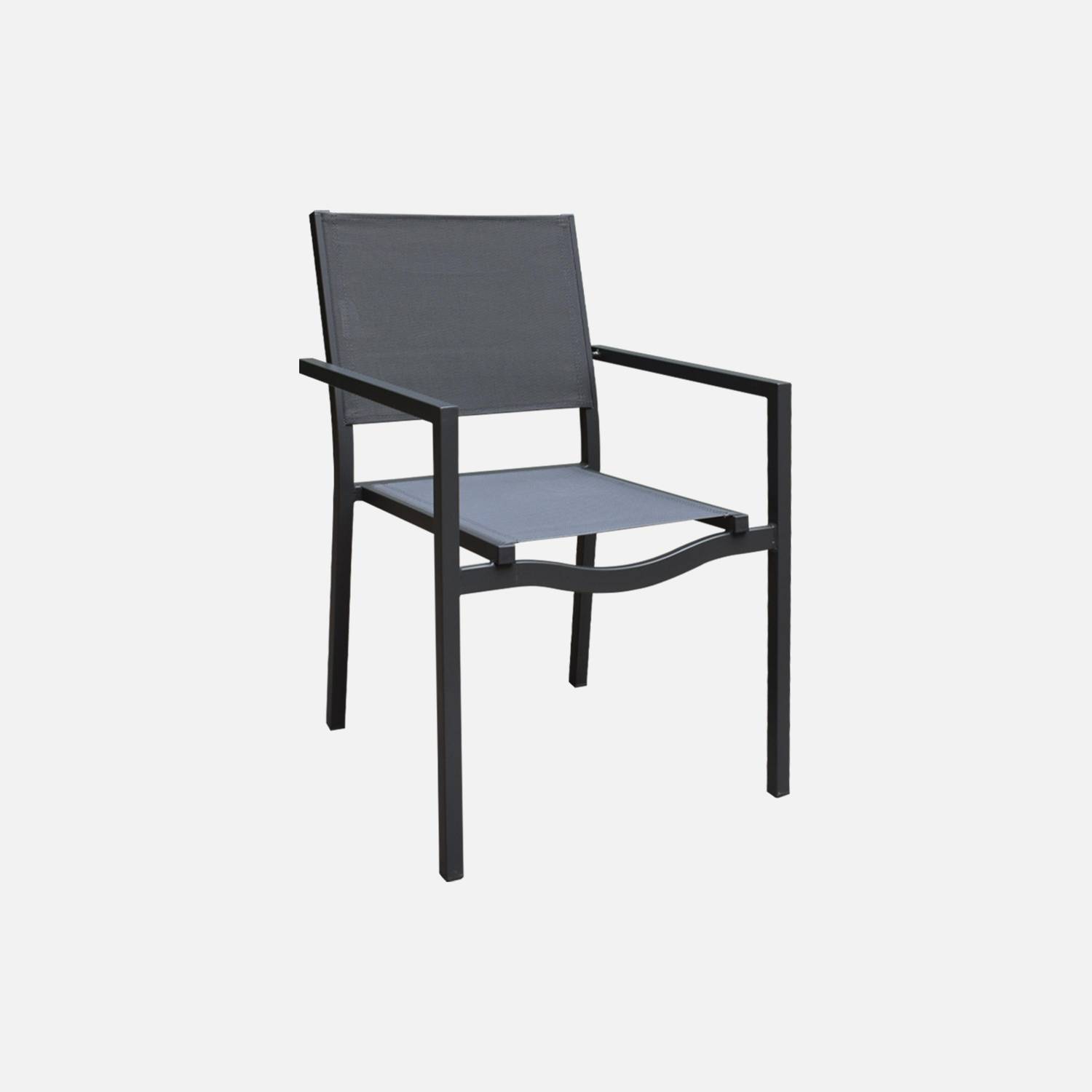 Table de jardin aluminium 160/240cm avec 8 chaises empilables aluminium et textilène Photo4