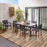Table de jardin aluminium 160/240cm avec 8 chaises empilables aluminium et textilène Photo2