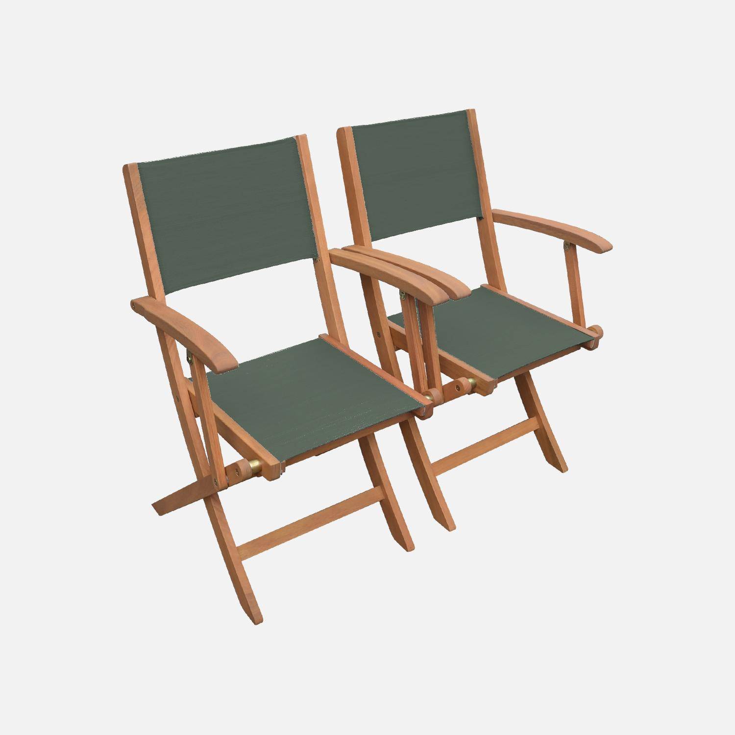 Salon de jardin en bois extensible - Almeria - Grande table 200/250/300cm avec 2 rallonges, 2 fauteuils et 8 chaises, en bois d'Eucalyptus FSC huilé et textilène savane Photo6