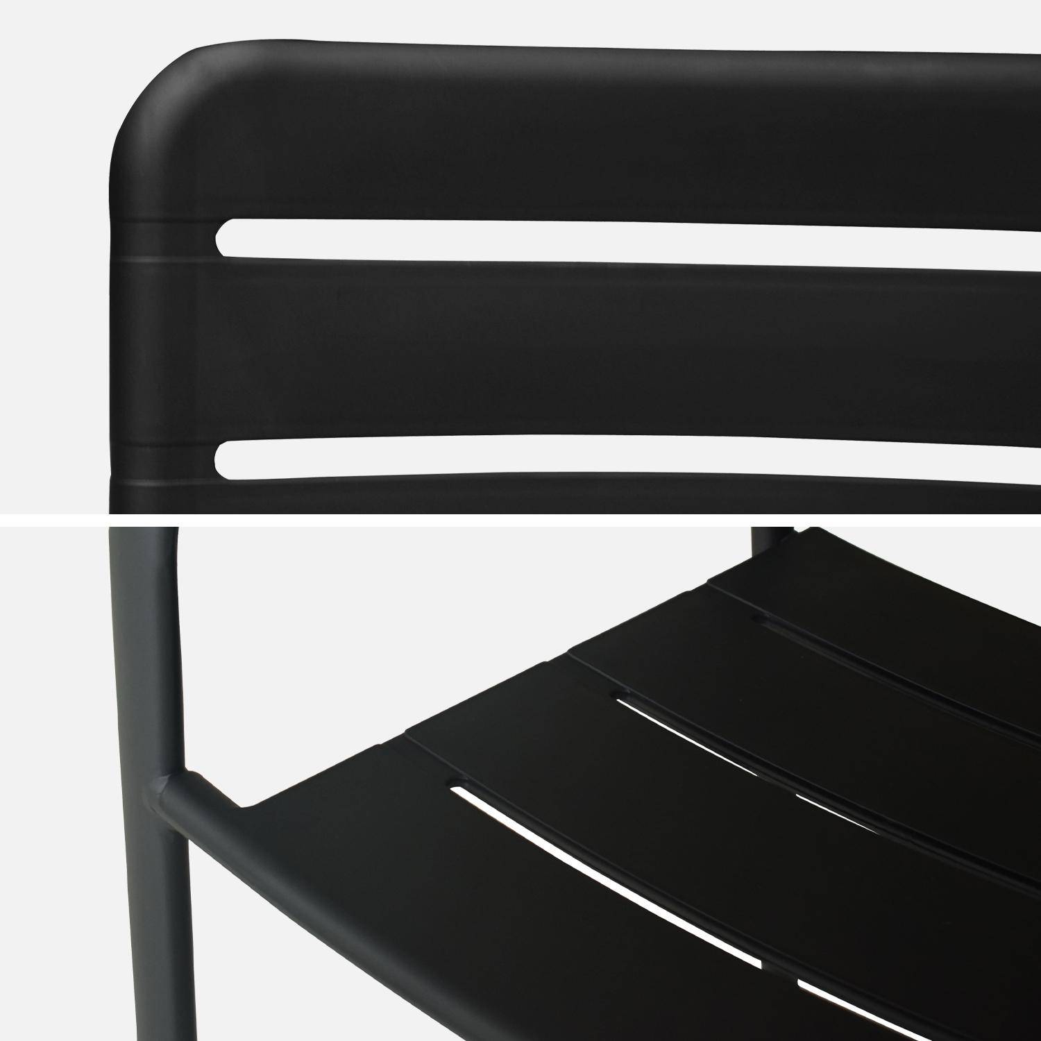 Table de jardin plateau effet bois structure acier 180 cm avec 6 chaises en acier incluses  Photo6