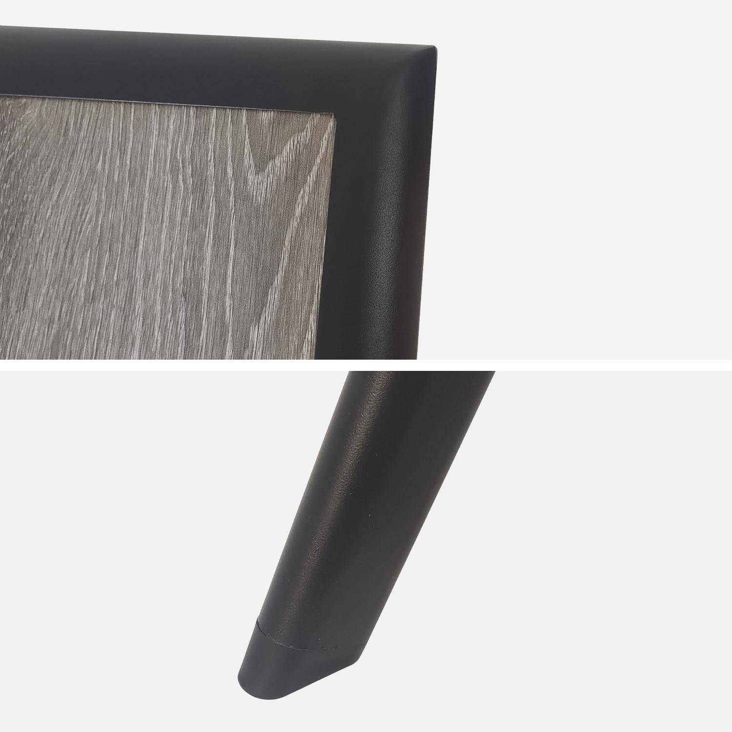 Table de jardin longueur 180cm plateau effet bois structure acier avec 6 chaises en acier incluses  Photo7