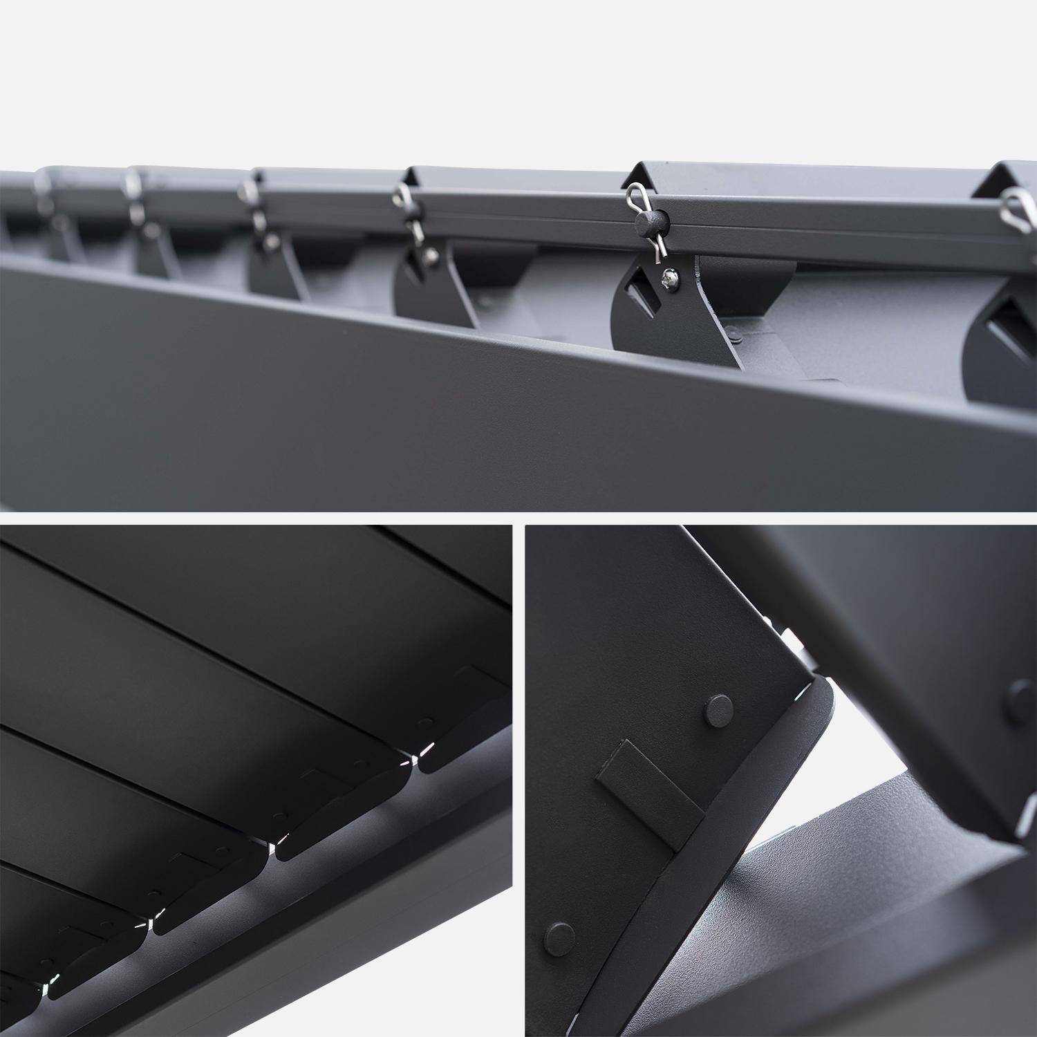 3x3m louvered aluminium pergola V2 + privacy screen 3x3m, Triomphe + screens, Anthracite, 301x301x250 cm Photo8
