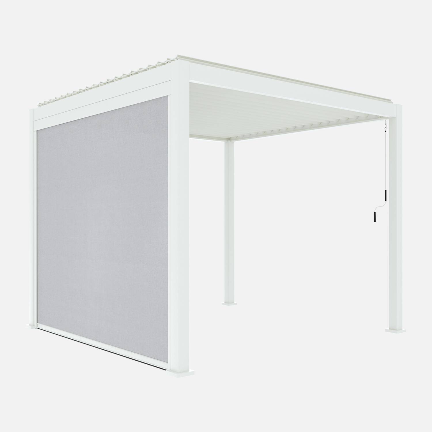 Pergola avec store bioclimatique aluminium et textilène Triomphe blanc 3x3 m lames orientables,sweeek,Photo4