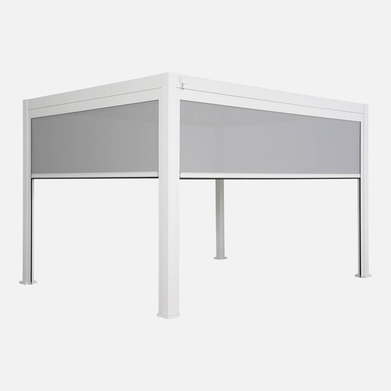 Pergola Bioclimatique blanche + store 3m + store 4m