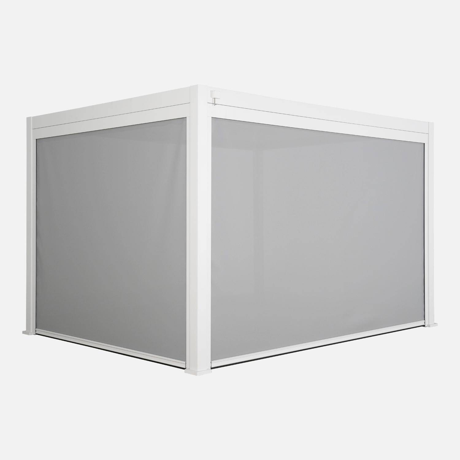 Pergola Bioclimatique blanche 300 x 400cm, aluminium à lames orientables + store 300cm + store 400cm Photo2