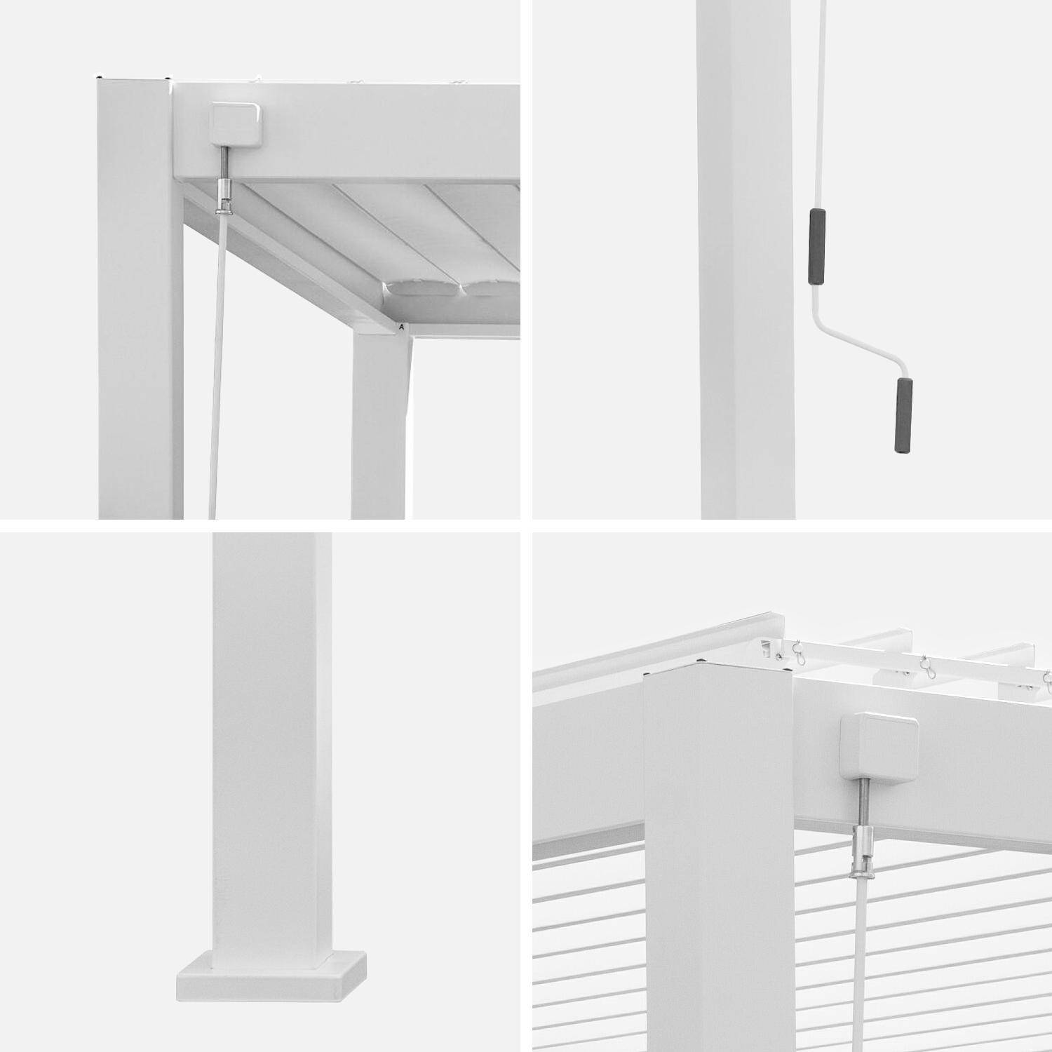 Pergola Bioclimatique blanche 300 x 400cm, aluminium à lames orientables + store 300cm + store 400cm Photo6