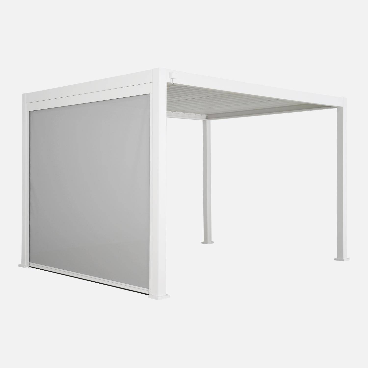 Pergola Bioclimatique blanche – Triomphe – 300x400cm, aluminium, à lames orientables + store 300cm Photo2