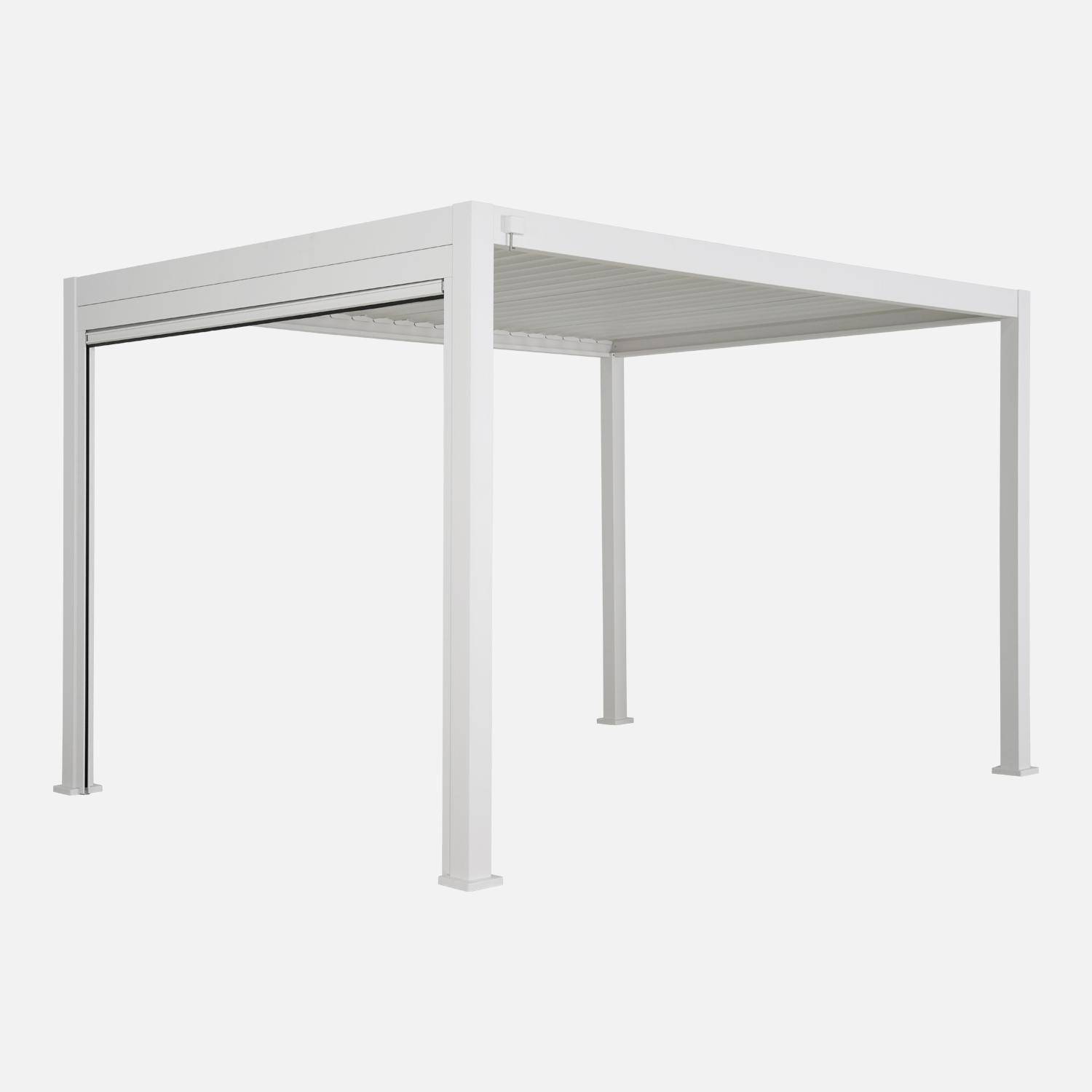 Witte pergola met lamellendak, Triomphe, 3x4m, aluminium, met verstelbare lamellen + 300cm luifel,sweeek,Photo4