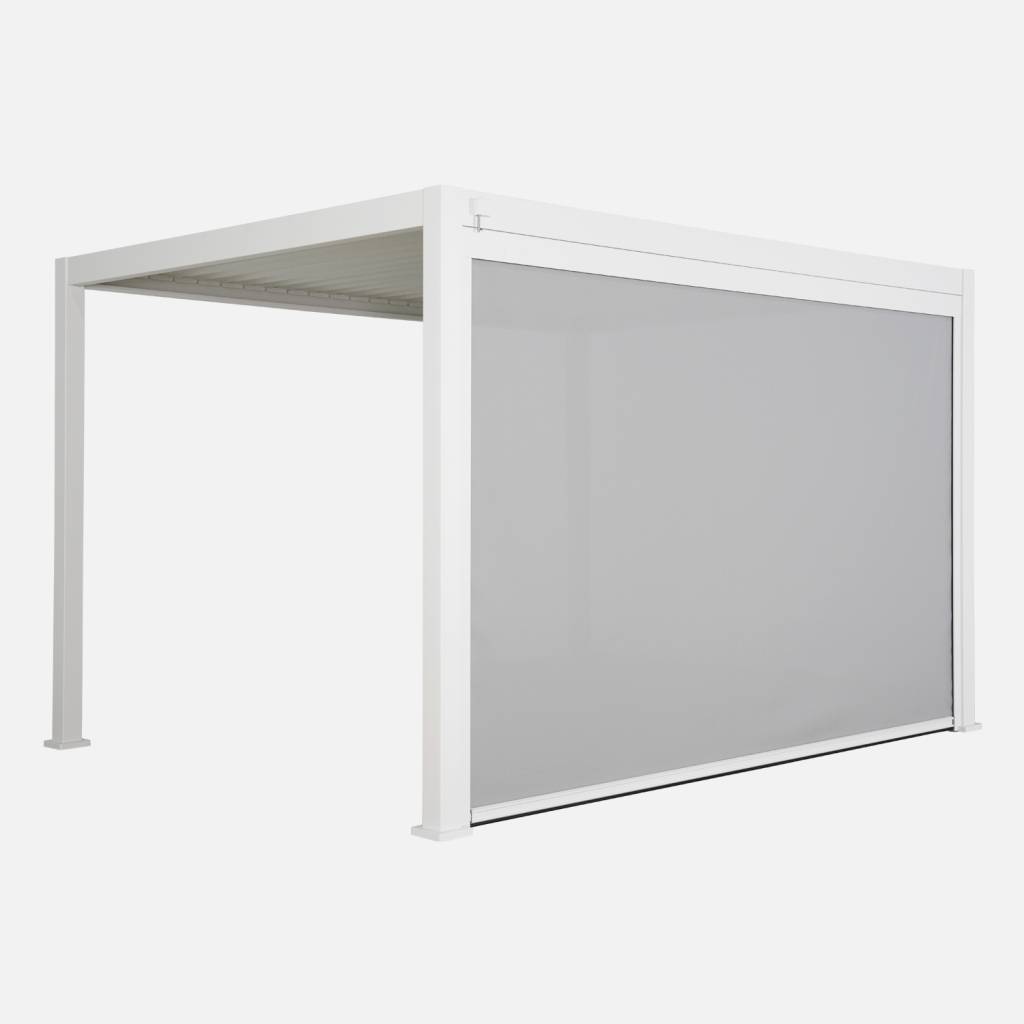 Pérgola bioclimática 3x4m + toldo vertical de 4m, Blanco