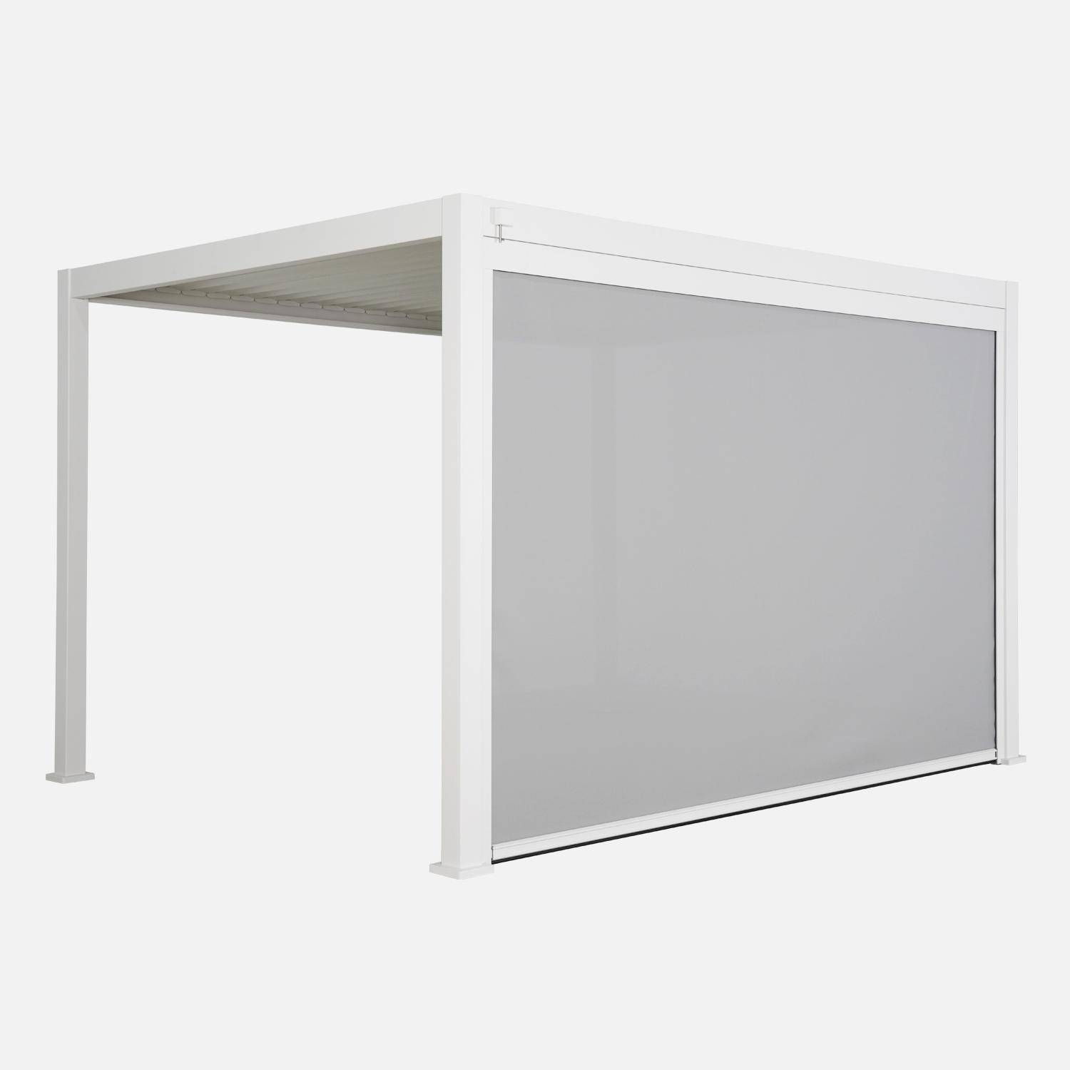 Pergola bioclimatica 3x4m + tenda da sole 4m, Bianco,sweeek,Photo9