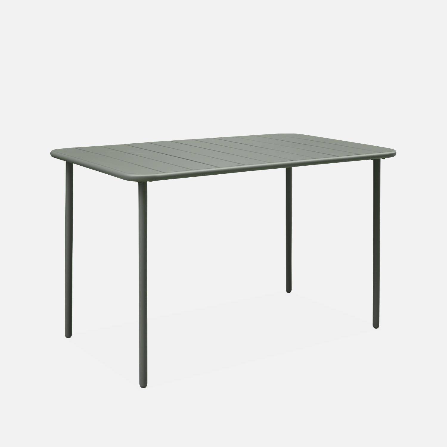 4-seater rectangular steel garden table, 120cm, Khaki Green Photo5