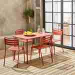4-seater rectangular steel garden table, 120cm, Terracotta Photo2