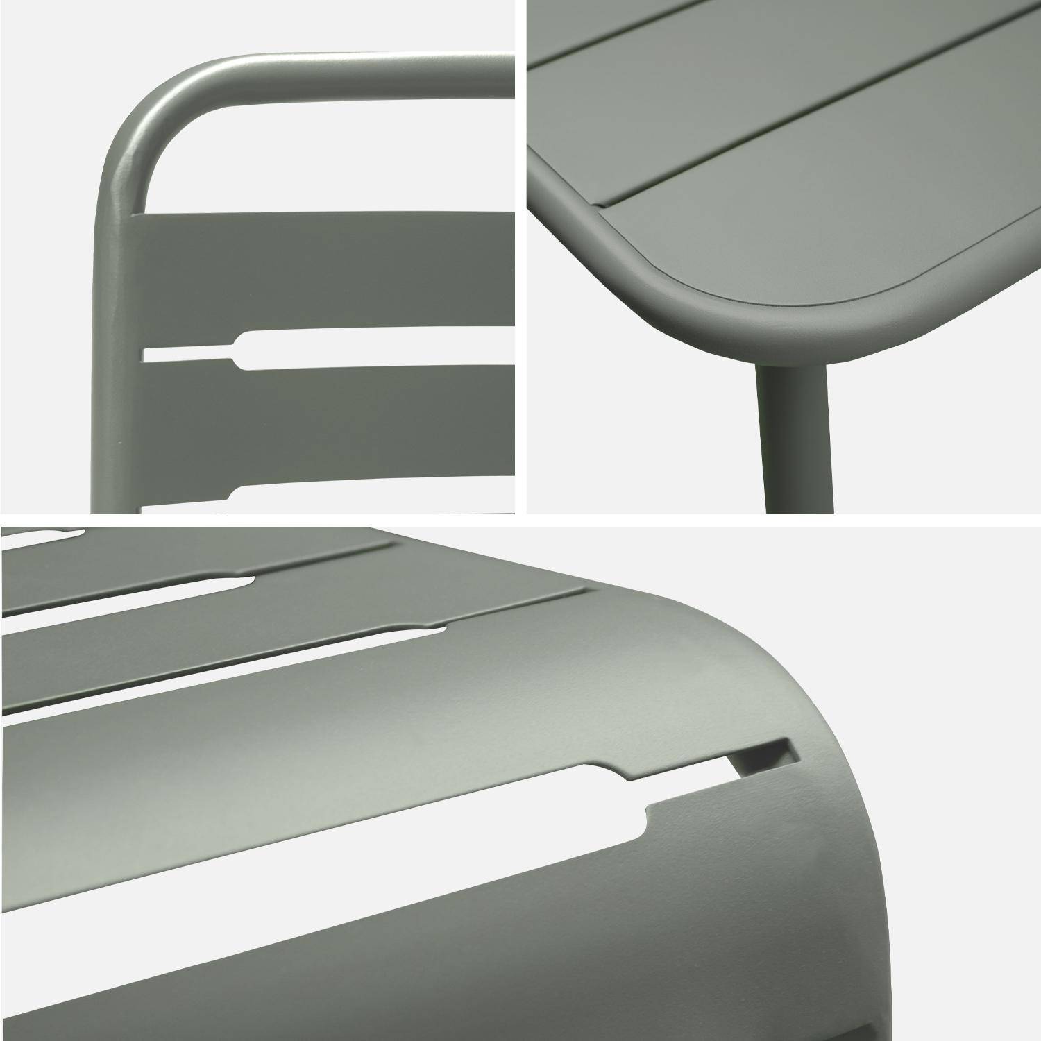 6-8 seater rectangular steel garden table set with chairs, 160cm, khaki green Photo7