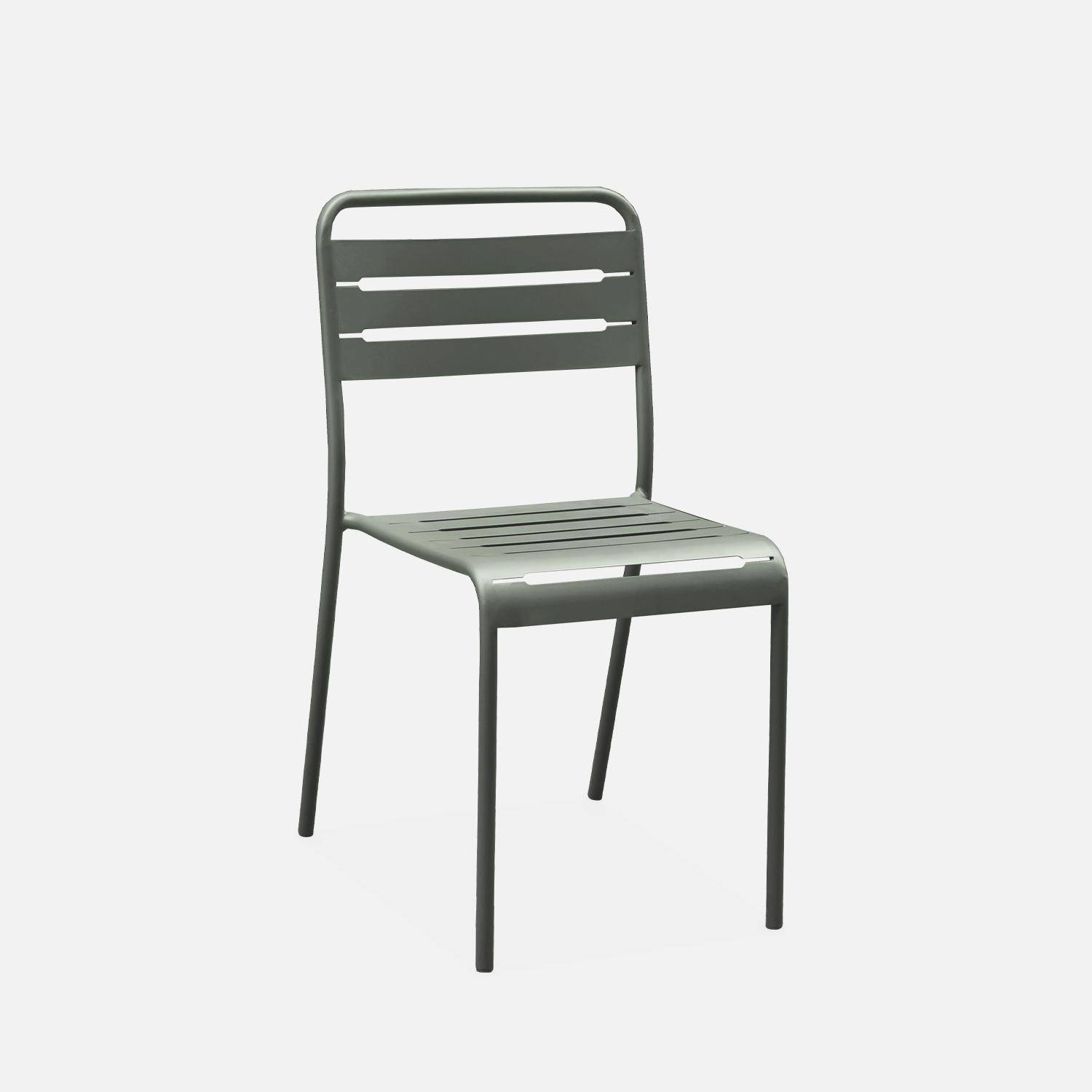 6-8 seater rectangular steel garden table set with chairs, 160cm, khaki green,sweeek,Photo6