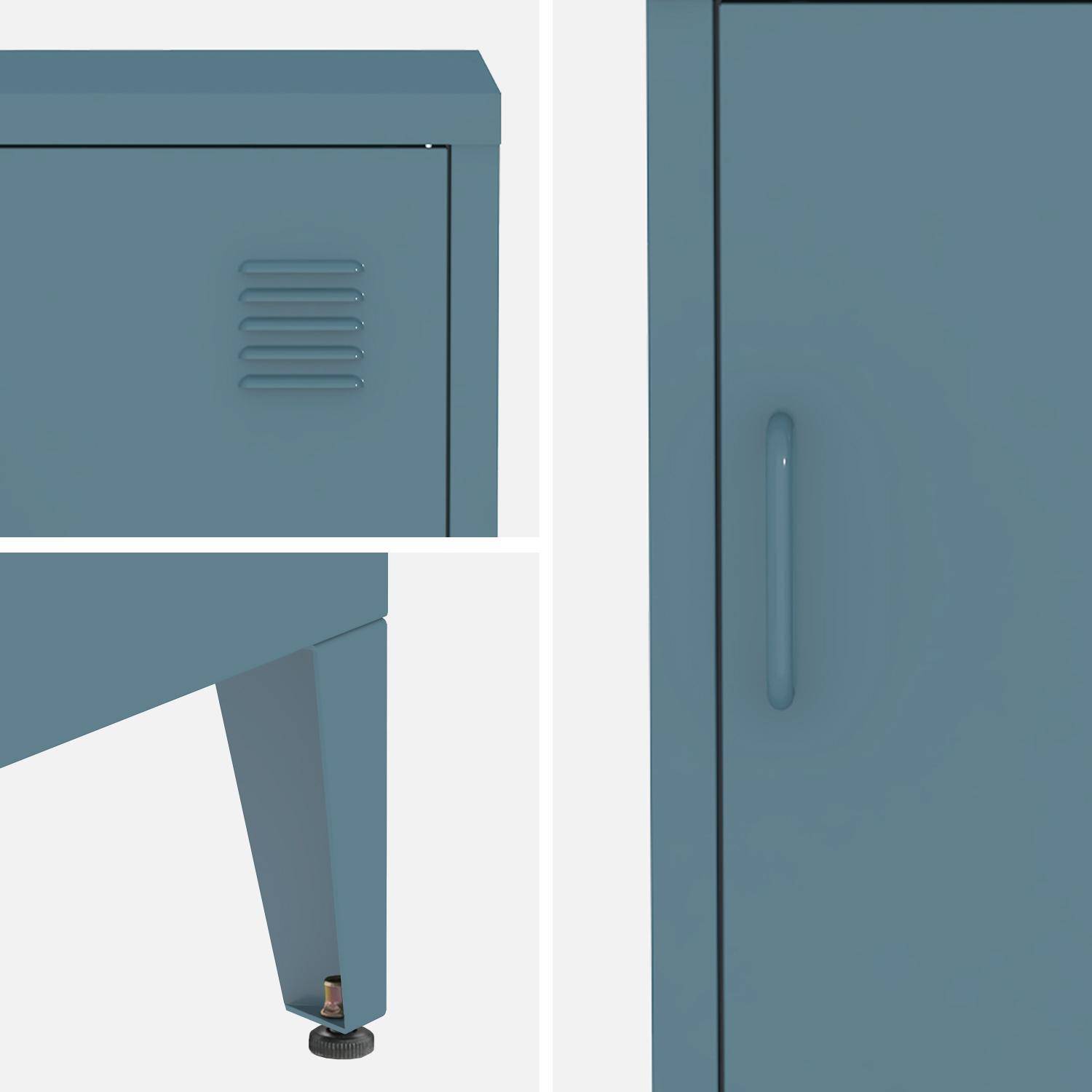 Table de chevet enfant en acier bleu, 1 porte ,sweeek,Photo6