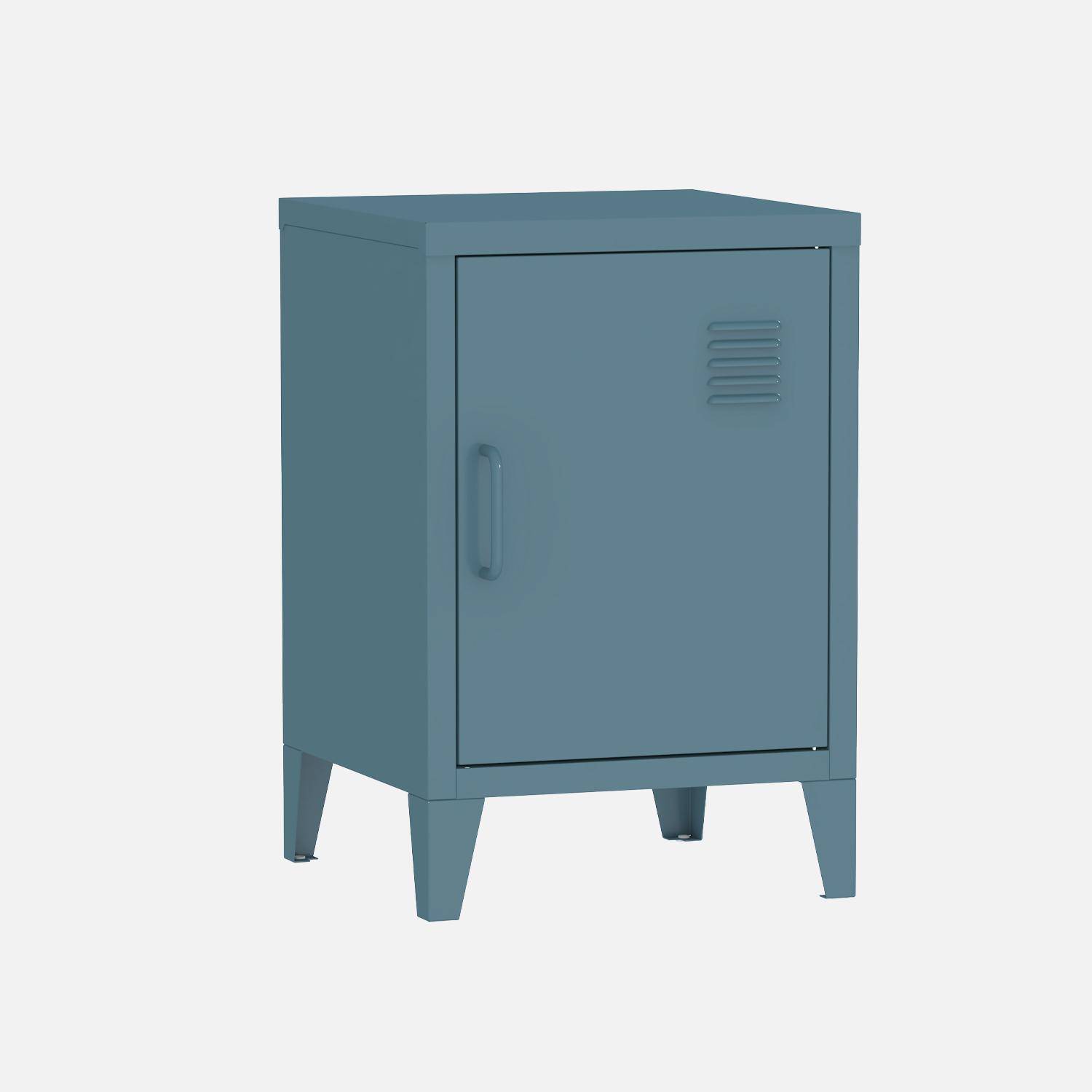 Metal bedside table with 1 door, Soho, Dark blue, 38x38x57 cm Photo3