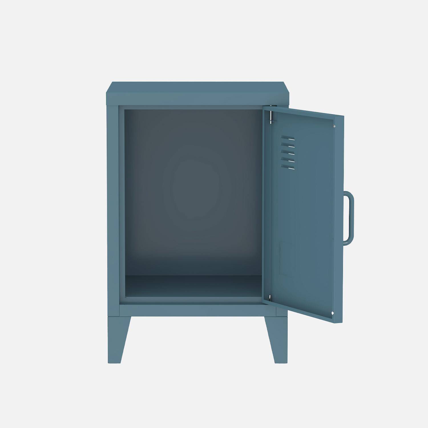 Metal bedside table with 1 door, Soho, Dark blue, 38x38x57 cm Photo5