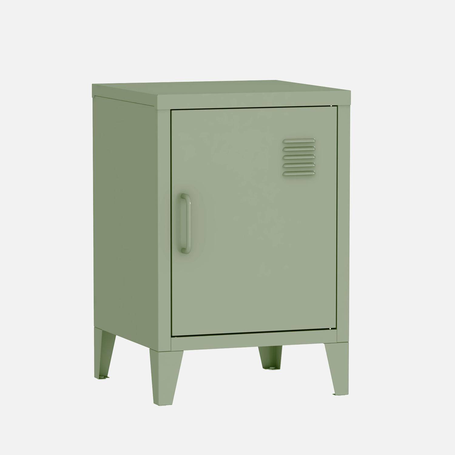 Metal bedside table with 1 door, Soho, Green, 38x38x57 cm,sweeek,Photo3