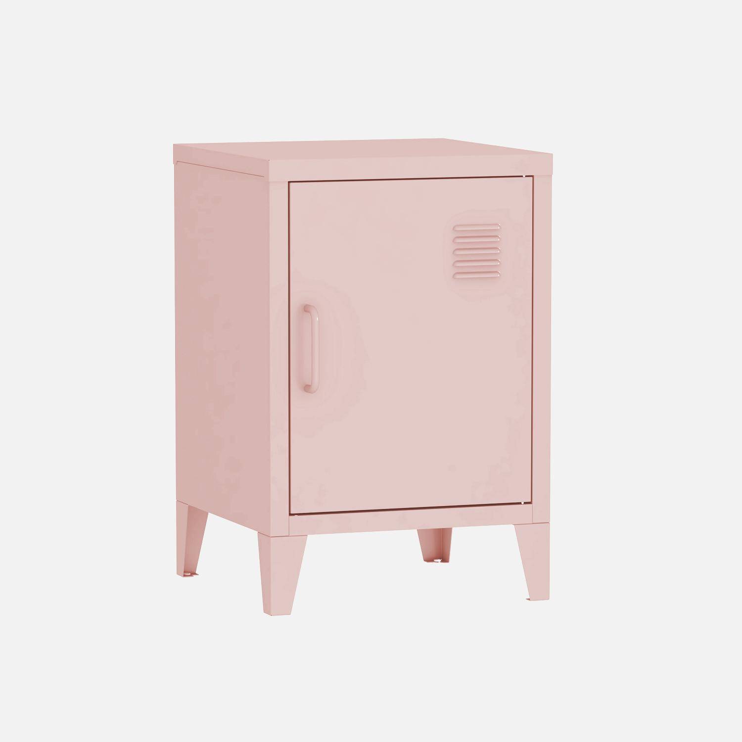 Metal bedside table with 1 door, Soho, Pink, 38x38x57 cm Photo3